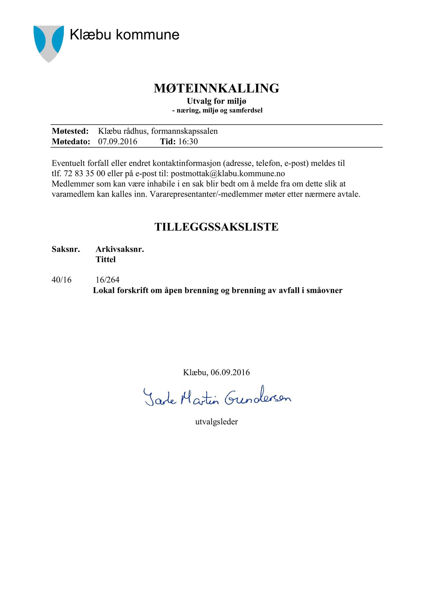 Klæbu Kommune, TRKO/KK/06-UM/L003: Utvalg for miljø - Møtedokumenter 2016, 2016, s. 1401