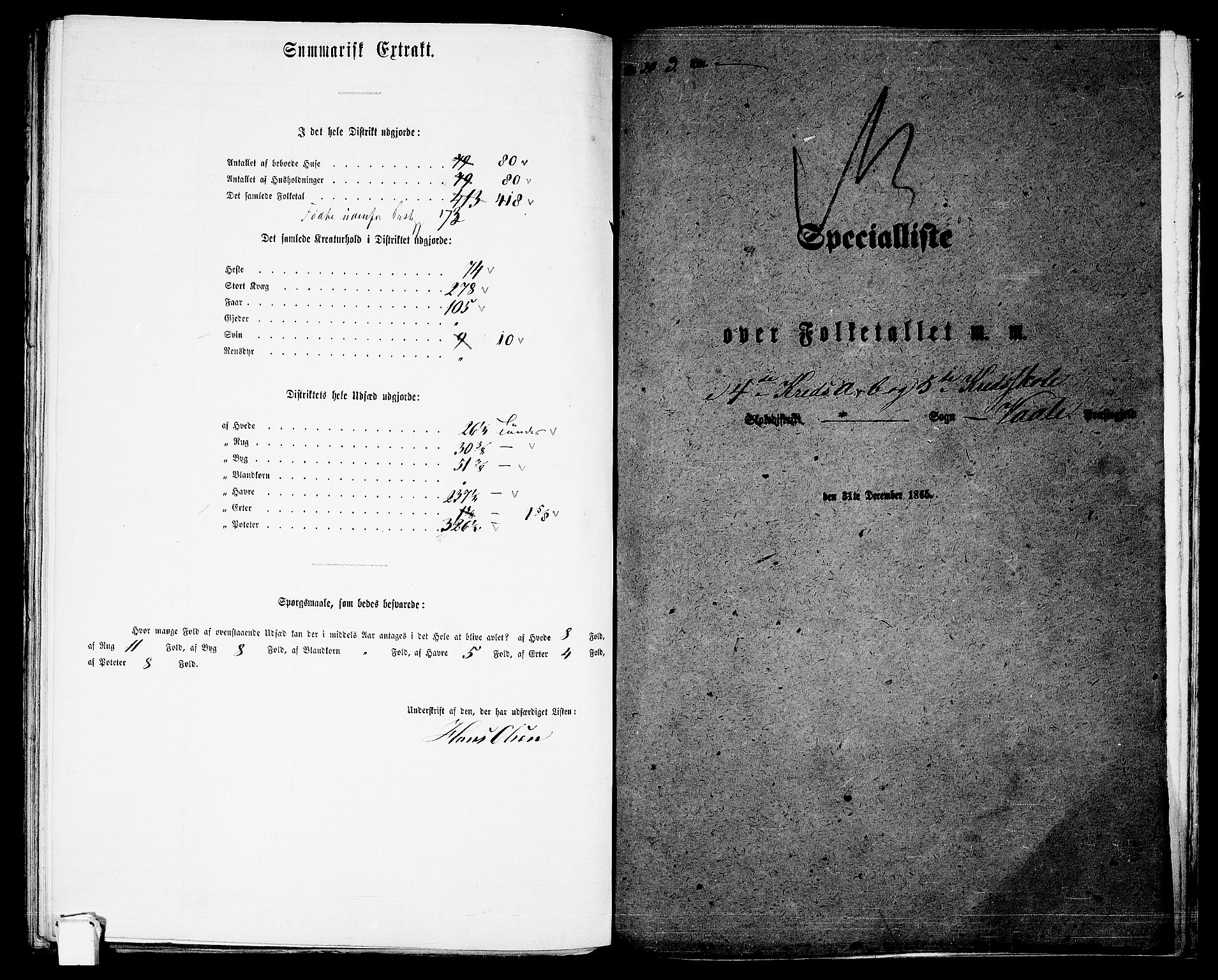 RA, Folketelling 1865 for 0716P Våle prestegjeld, 1865, s. 43