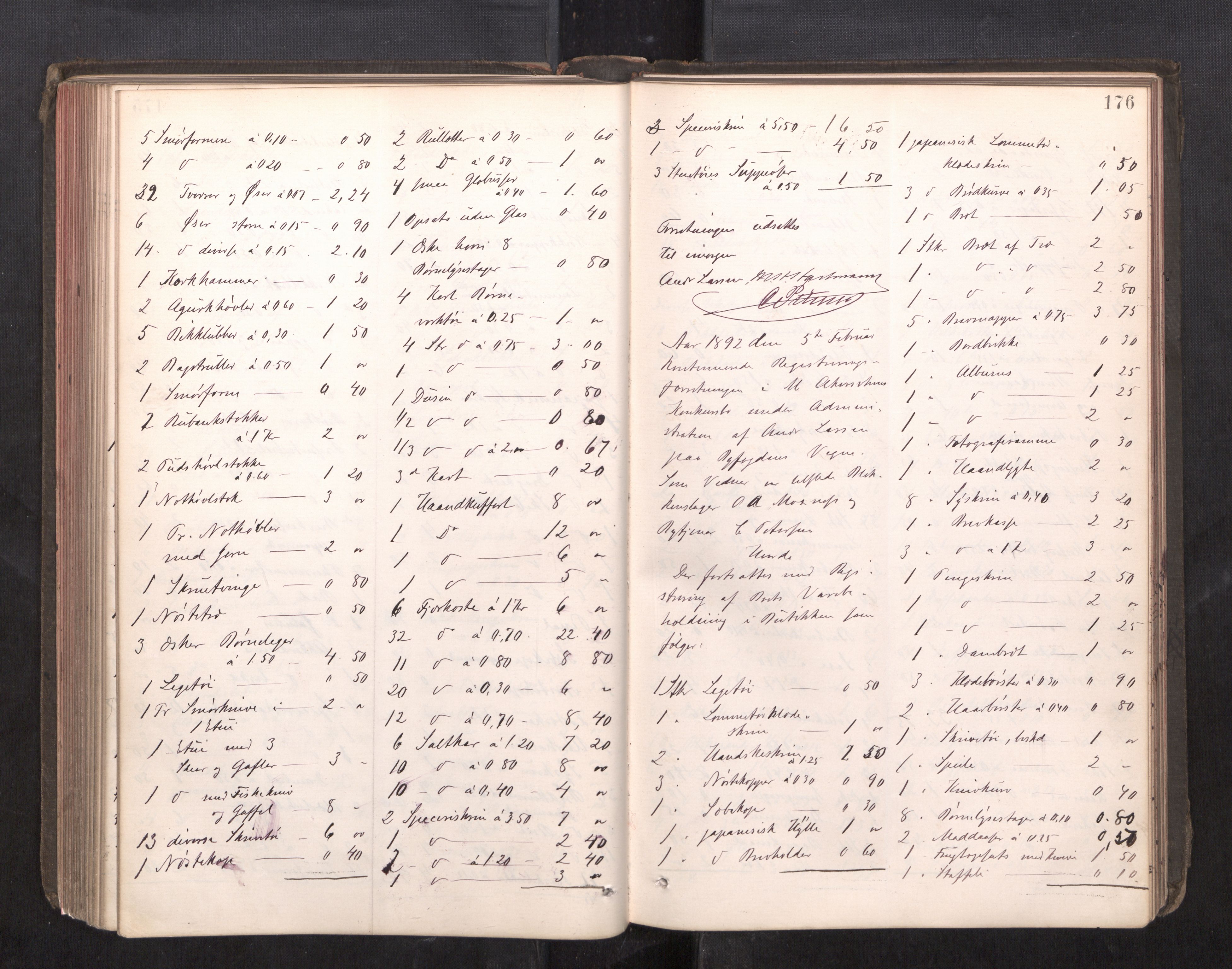 Trondheim byfogd, AV/SAT-A-0003/1/3/3C/L0013: Skifteregistreringsprotokoll - 19/7-14/8. (u/ register), 1887-1893, s. 176