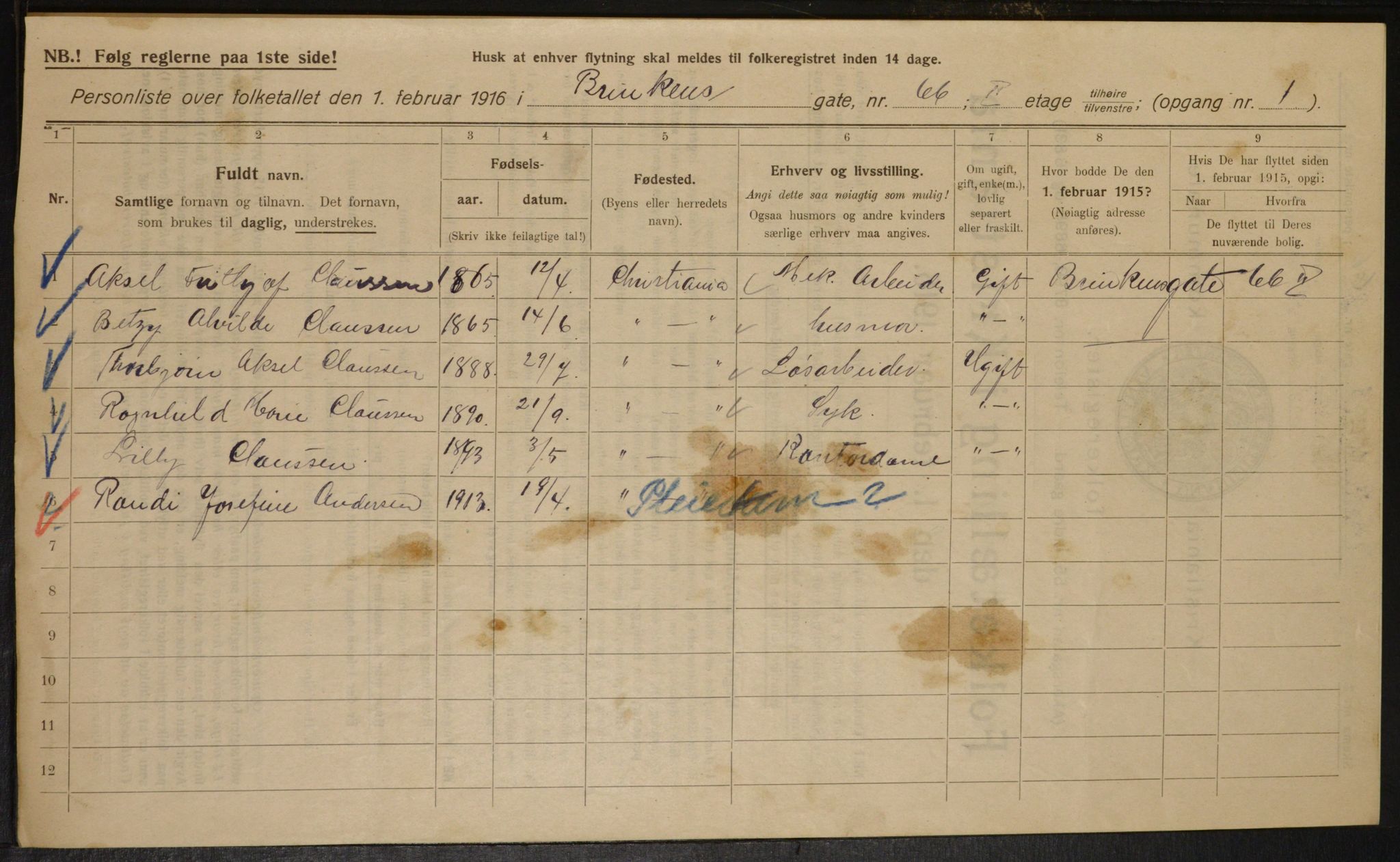 OBA, Kommunal folketelling 1.2.1916 for Kristiania, 1916, s. 9282