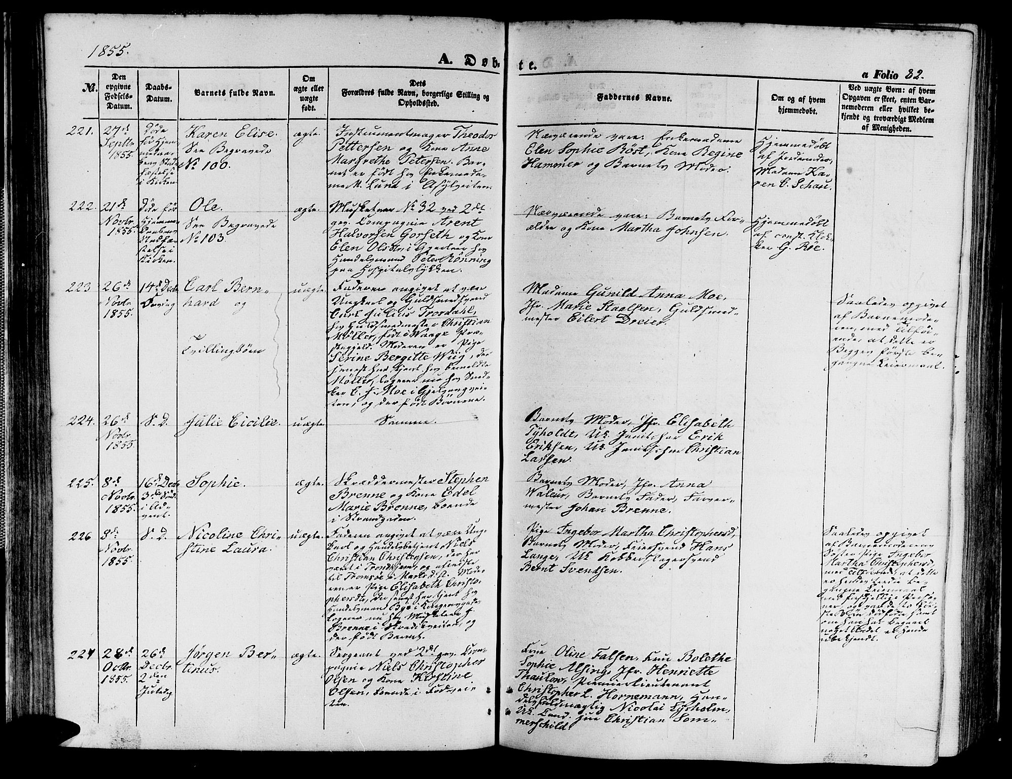 Ministerialprotokoller, klokkerbøker og fødselsregistre - Sør-Trøndelag, SAT/A-1456/602/L0138: Klokkerbok nr. 602C06, 1853-1858, s. 82