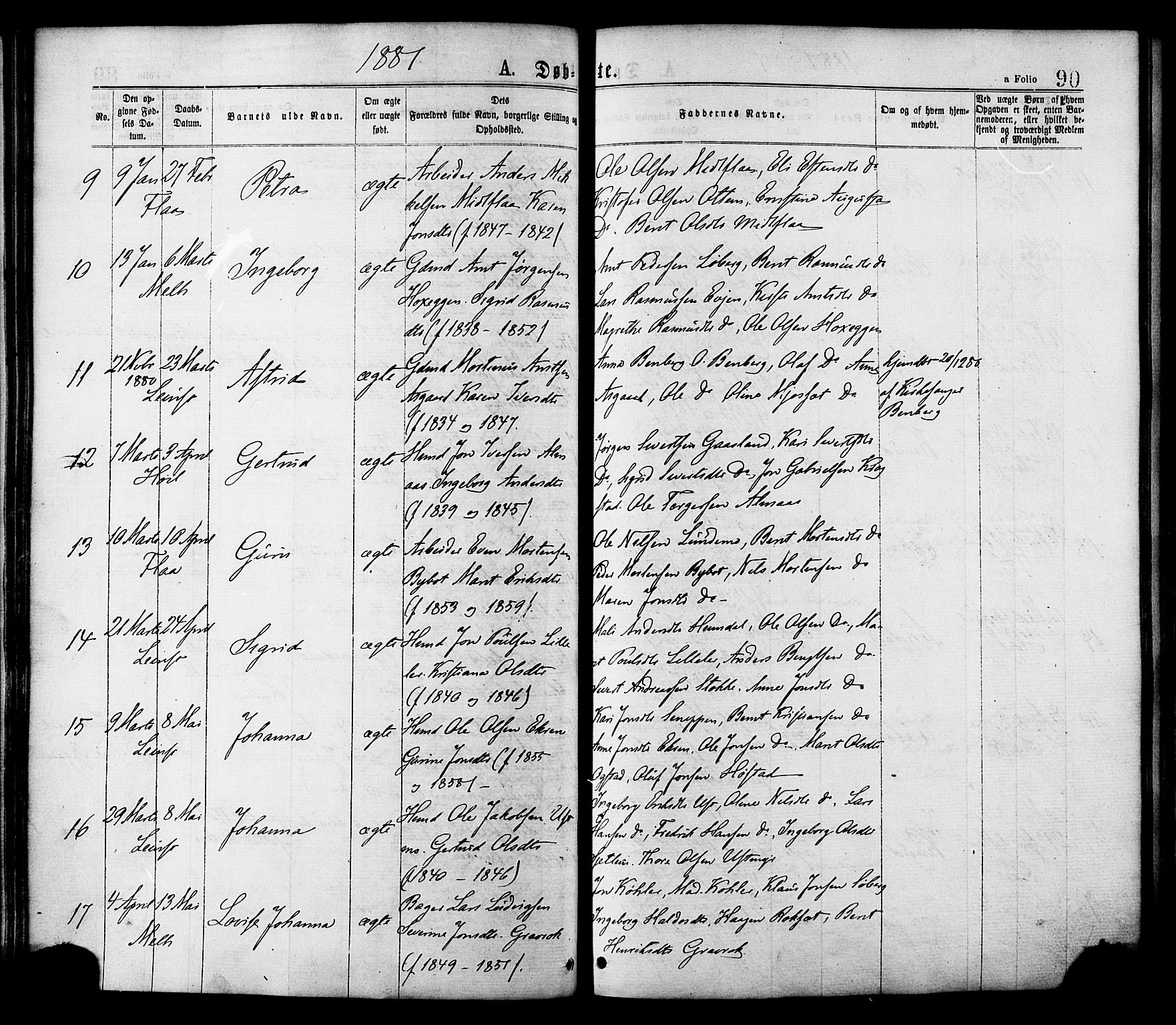 Ministerialprotokoller, klokkerbøker og fødselsregistre - Sør-Trøndelag, AV/SAT-A-1456/691/L1079: Ministerialbok nr. 691A11, 1873-1886, s. 90