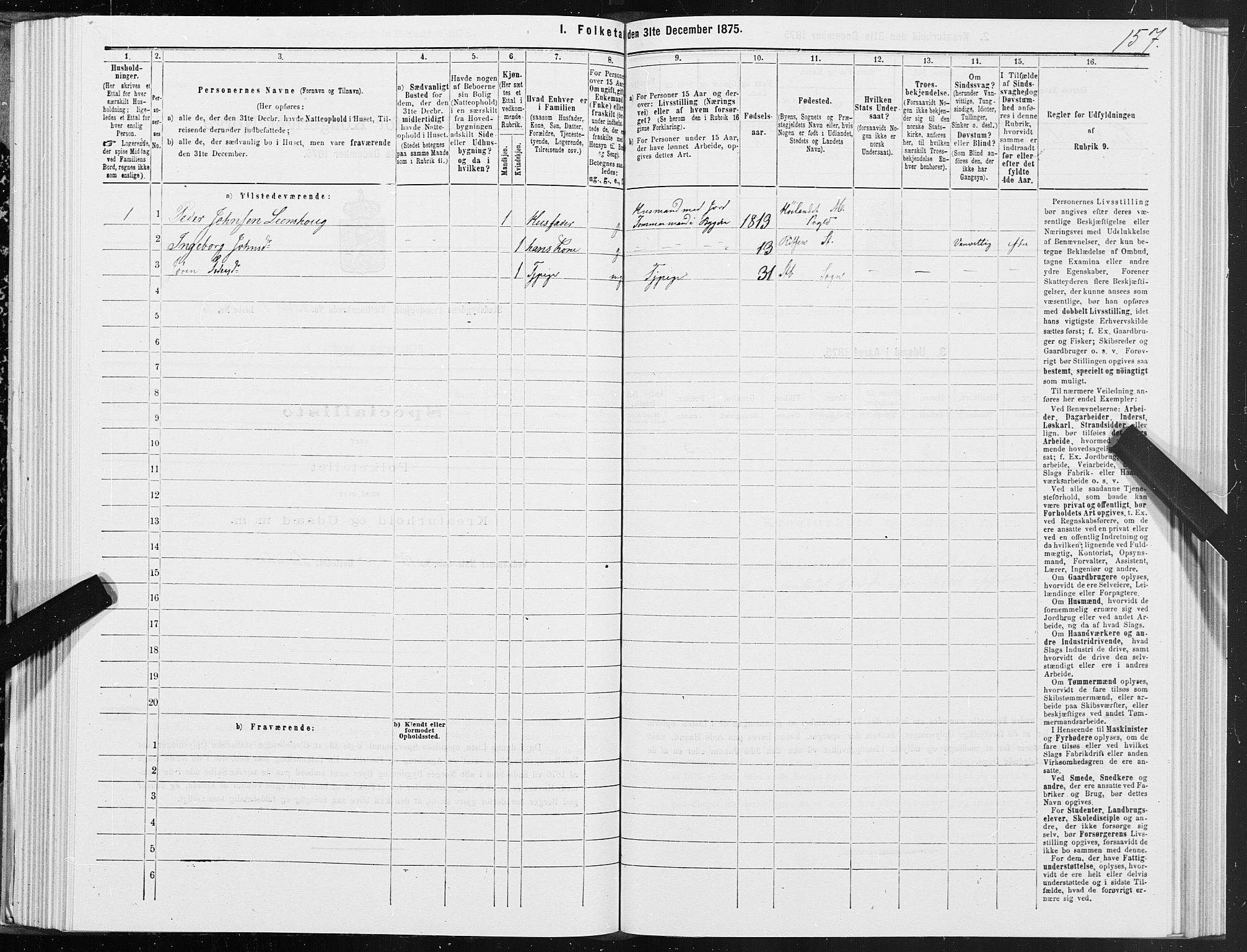 SAT, Folketelling 1875 for 1625P Stadsbygd prestegjeld, 1875, s. 1157