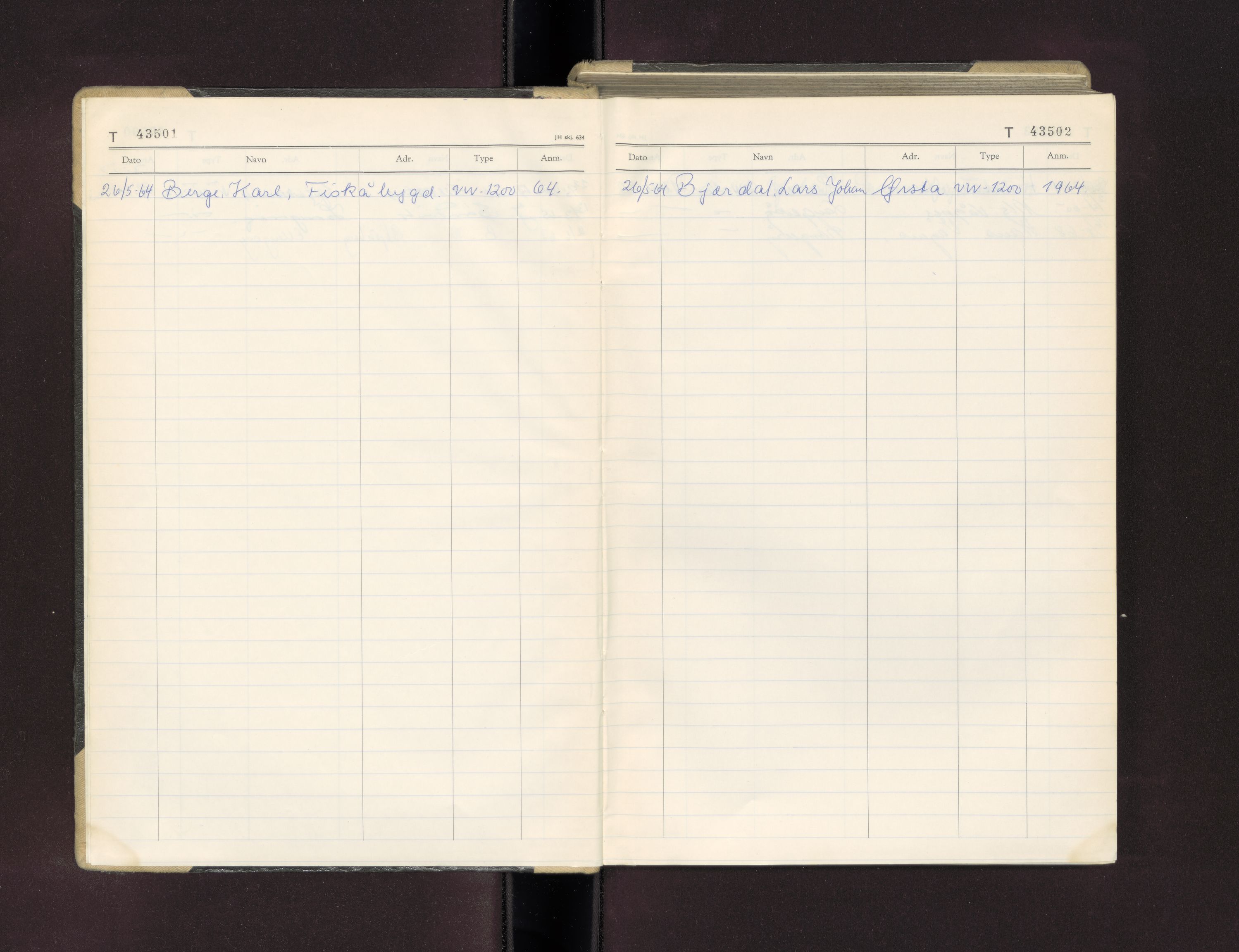 Møre og Romsdal vegkontor - Ålesund trafikkstasjon, AV/SAT-A-4099/F/Fc/L0040: Bilregister; T 43500 - T 43999, 1960-1970