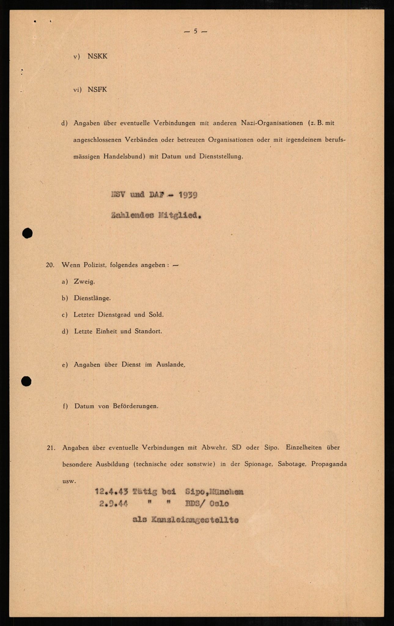 Forsvaret, Forsvarets overkommando II, AV/RA-RAFA-3915/D/Db/L0007: CI Questionaires. Tyske okkupasjonsstyrker i Norge. Tyskere., 1945-1946, s. 179