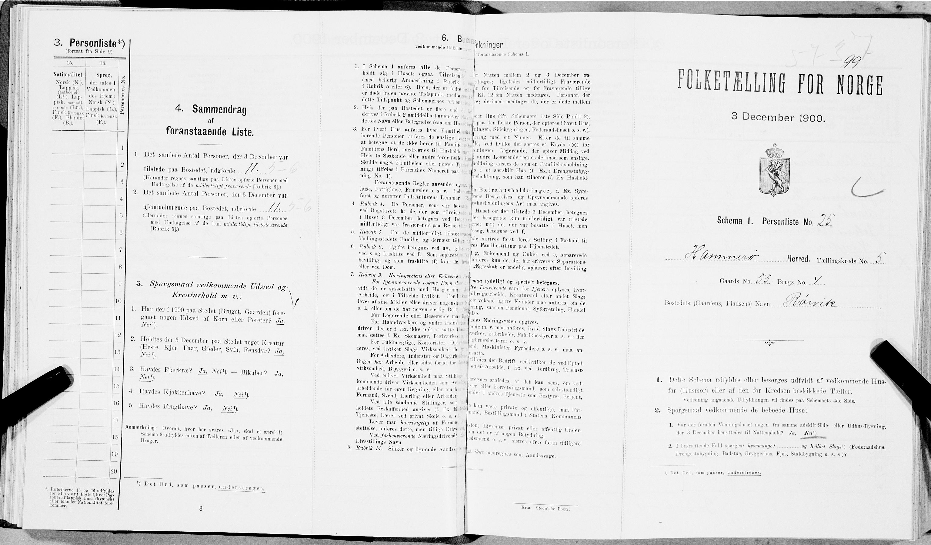 SAT, Folketelling 1900 for 1849 Hamarøy herred, 1900, s. 588