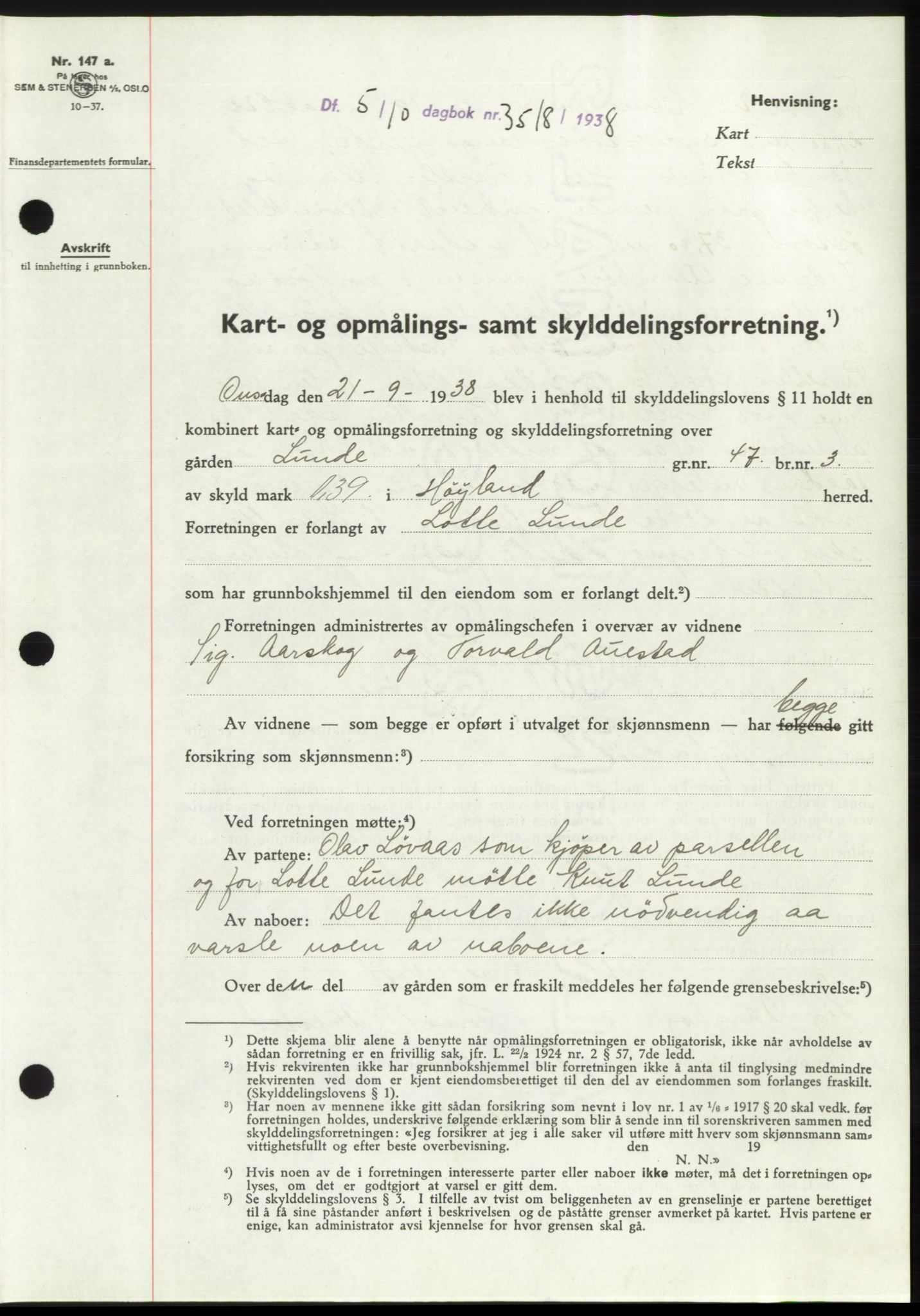 Jæren sorenskriveri, SAST/A-100310/03/G/Gba/L0072: Pantebok, 1938-1938, Dagboknr: 3518/1938