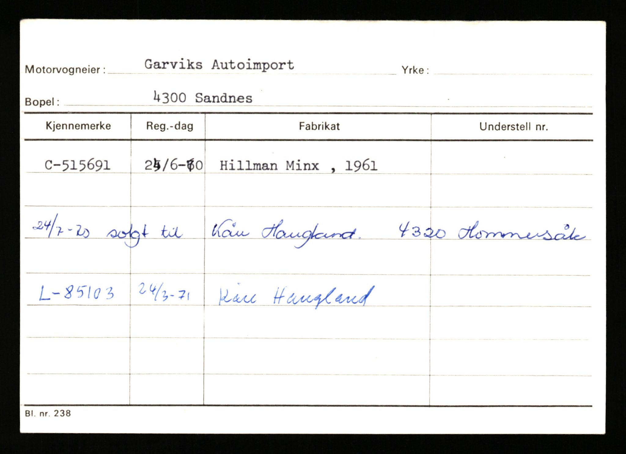 Stavanger trafikkstasjon, SAST/A-101942/0/G/L0012: Registreringsnummer: 363571 - 800000, 1930-1971, s. 849