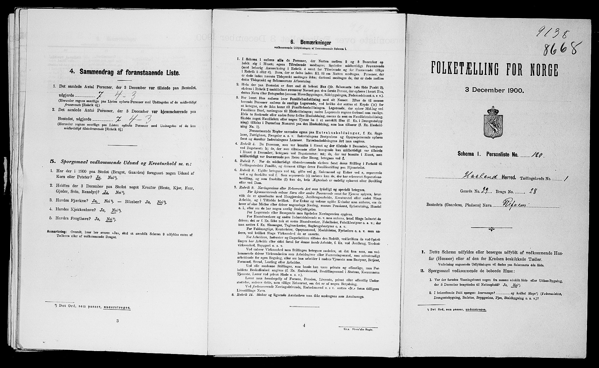 SAST, Folketelling 1900 for 1124 Haaland herred, 1900, s. 50