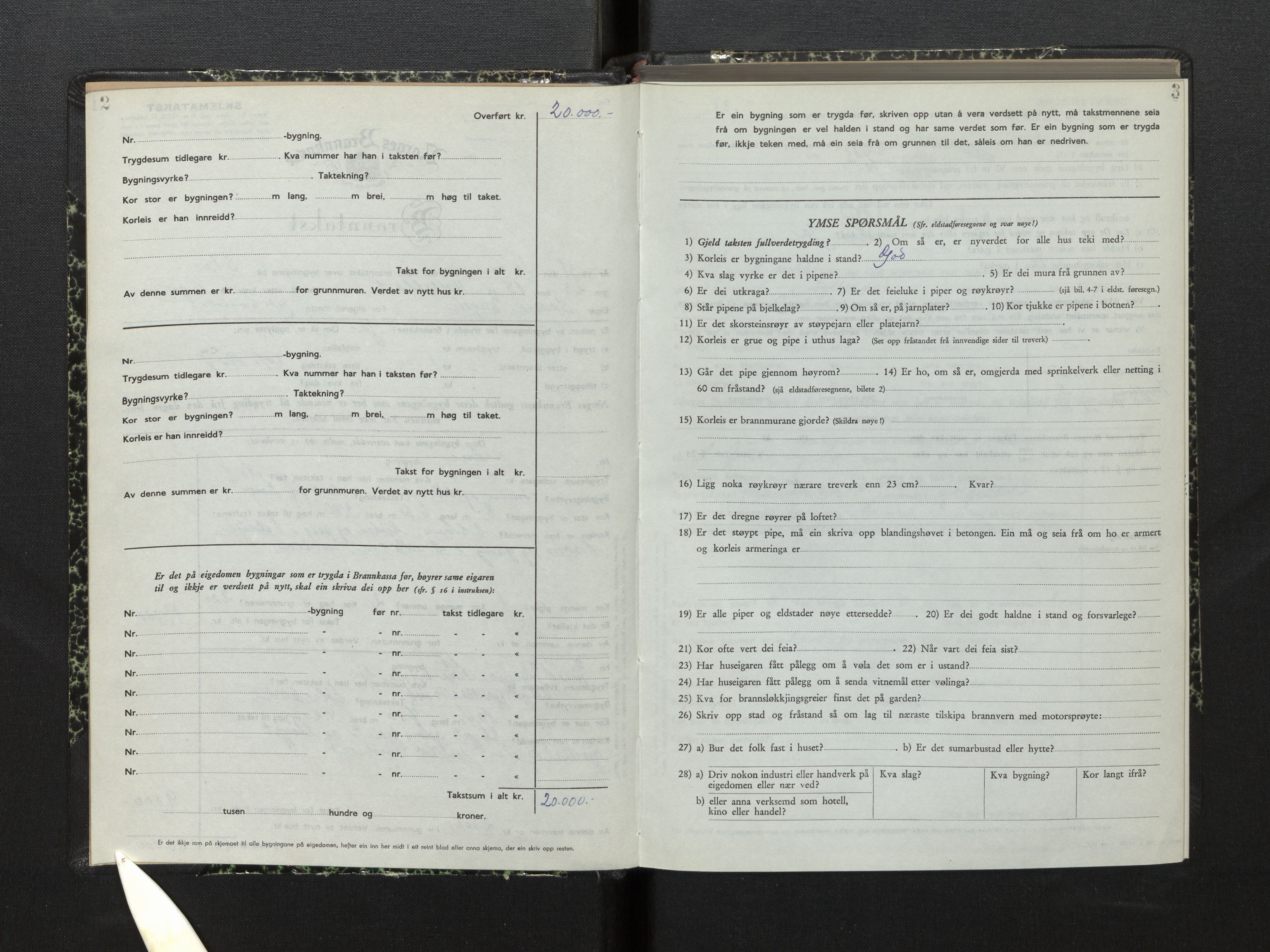 Lensmannen i Hyllestad, SAB/A-28301/0012/L0005: Branntakstprotokoll, skjematakst, 1951-1955, s. 2-3