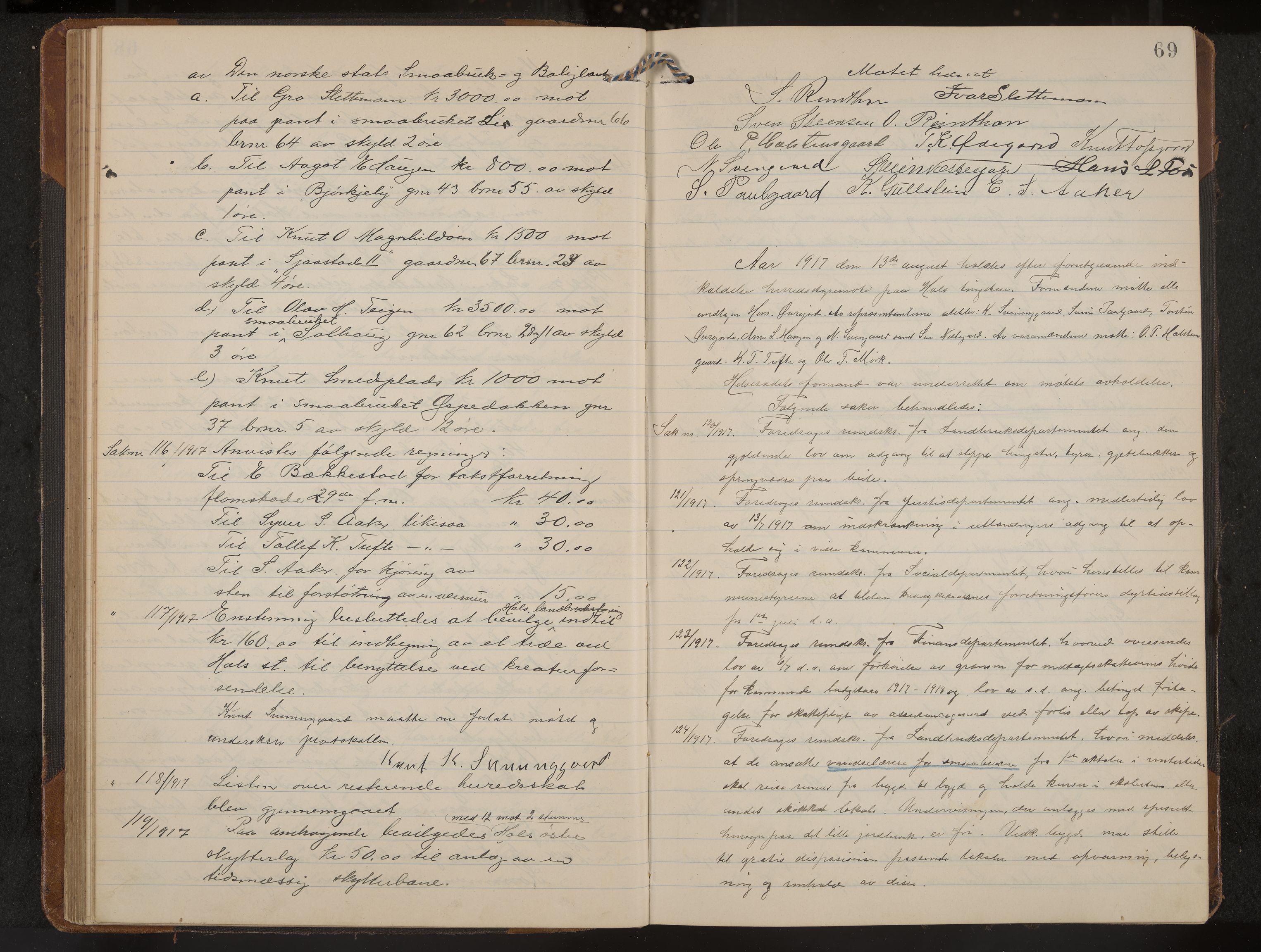 Hol formannskap og sentraladministrasjon, IKAK/0620021-1/A/L0006: Møtebok, 1916-1922, s. 69