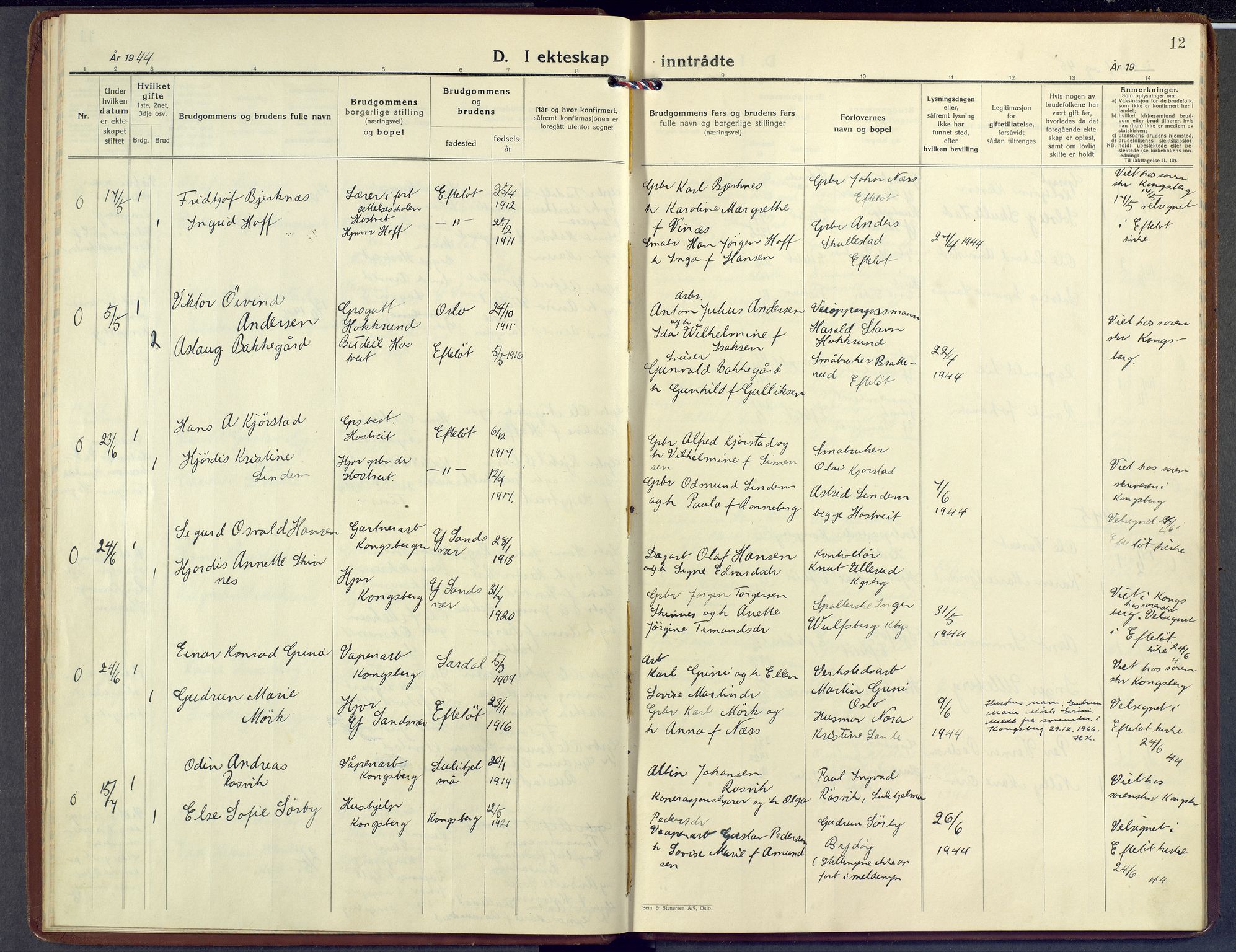 Sandsvær kirkebøker, AV/SAKO-A-244/F/Fb/L0004: Ministerialbok nr. II 4, 1939-1971, s. 12