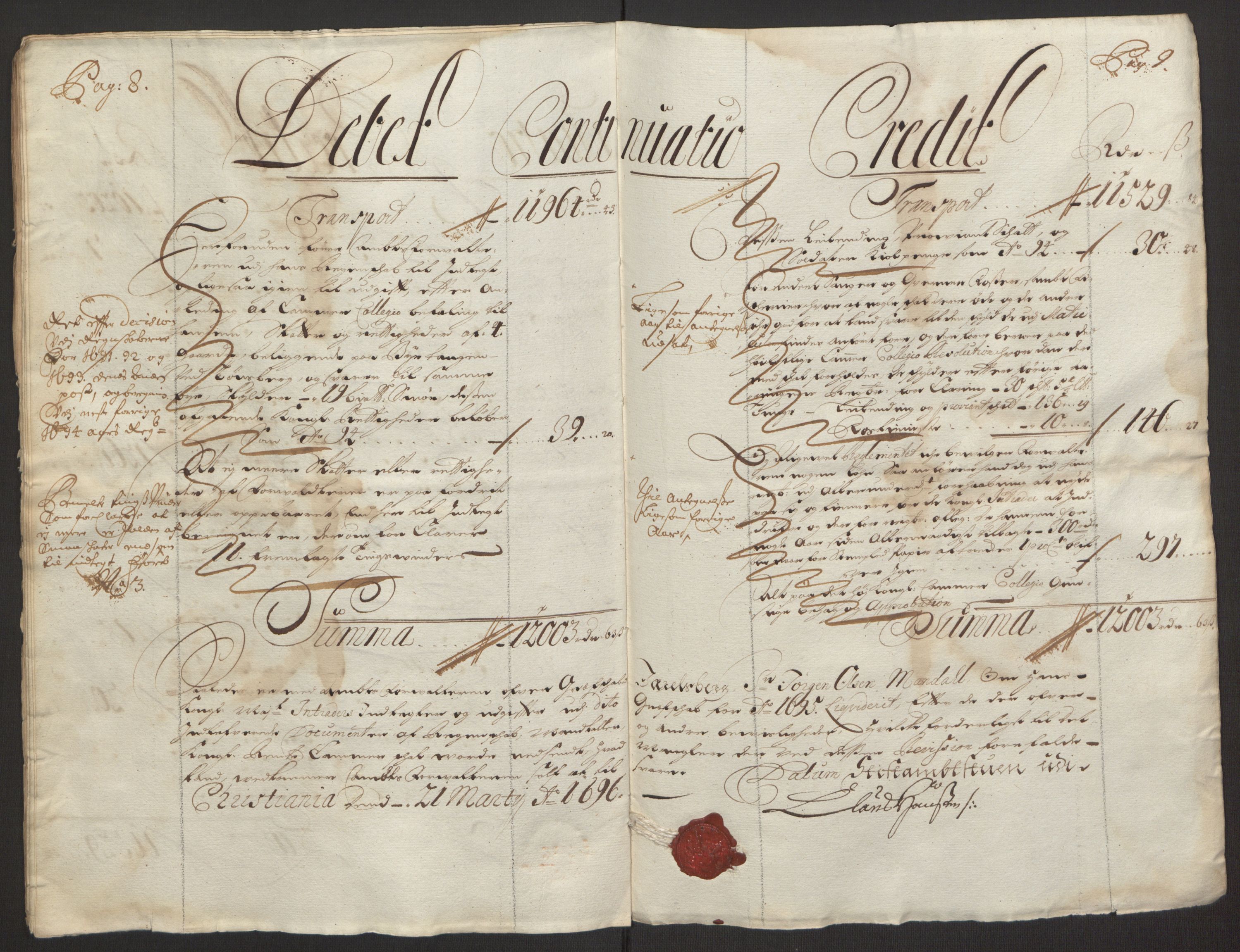 Rentekammeret inntil 1814, Reviderte regnskaper, Fogderegnskap, RA/EA-4092/R32/L1867: Fogderegnskap Jarlsberg grevskap, 1694-1696, s. 143