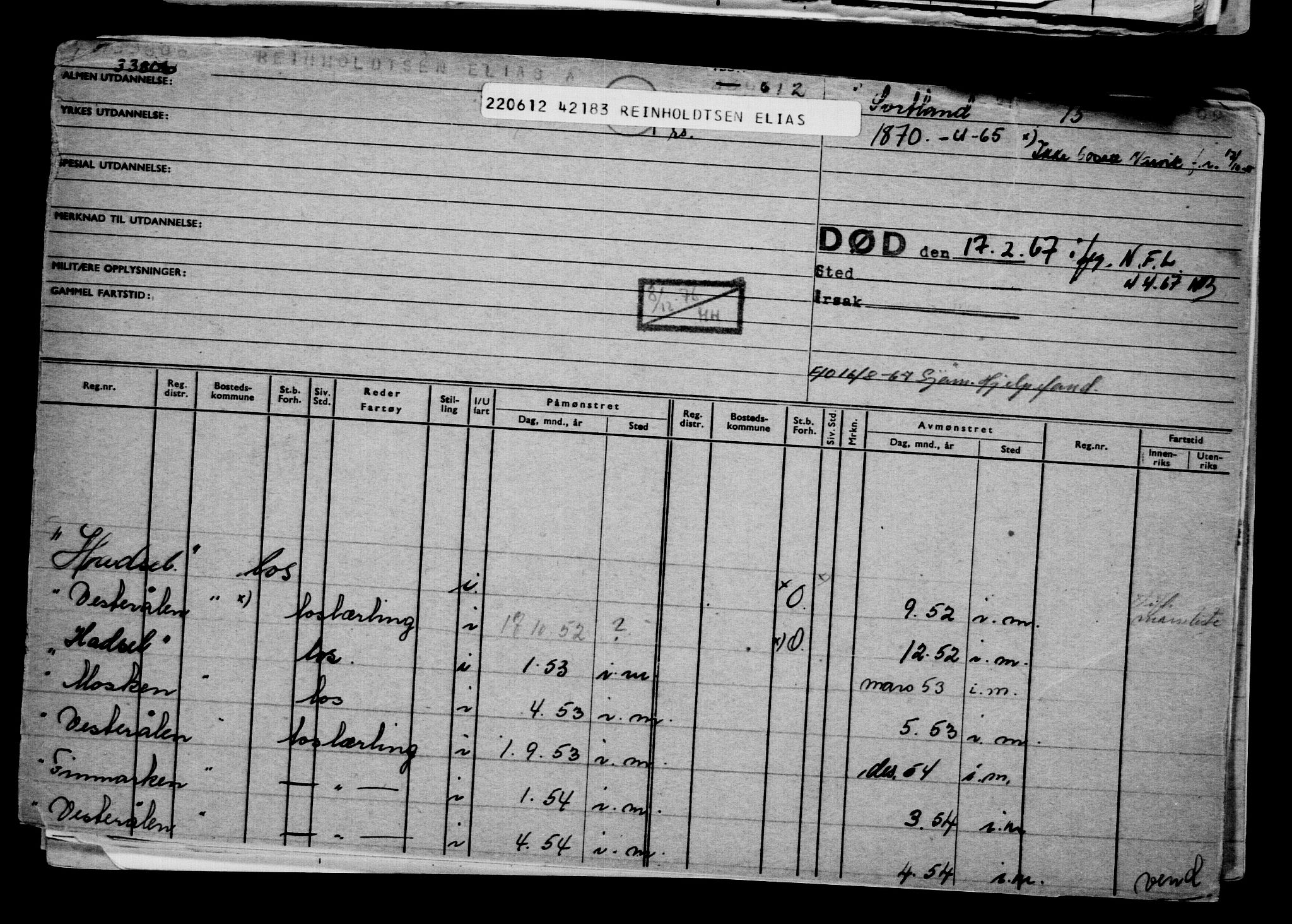 Direktoratet for sjømenn, AV/RA-S-3545/G/Gb/L0105: Hovedkort, 1912, s. 392