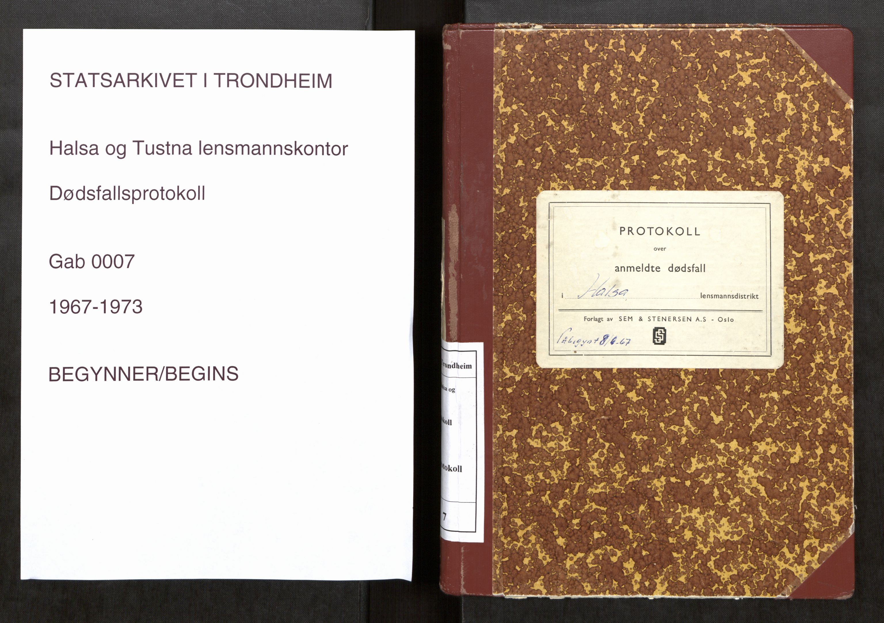 Halsa og Tustna lensmannskontor, SAT/A-1100, 1967-1973