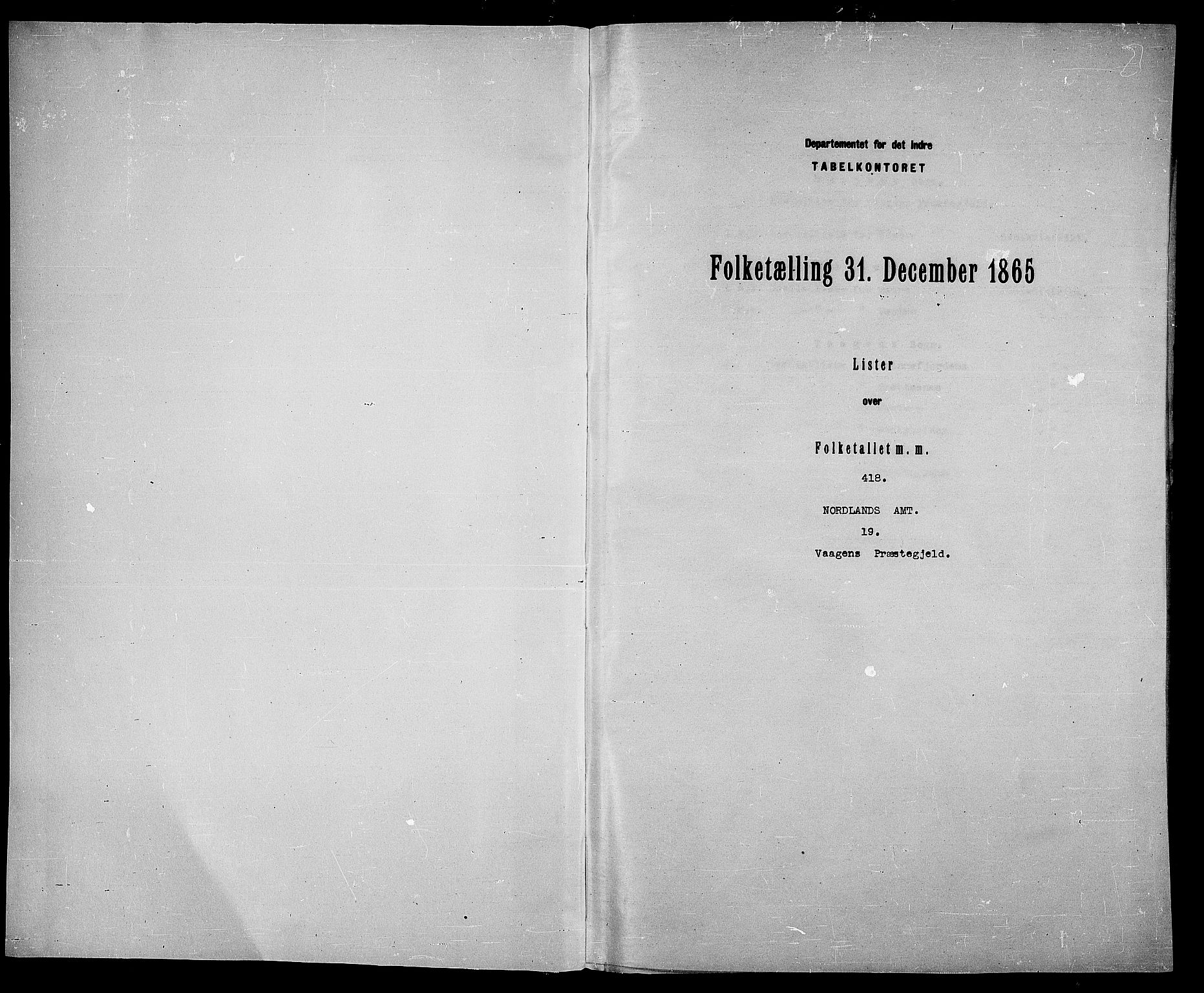 RA, Folketelling 1865 for 1865P Vågan prestegjeld, 1865, s. 3