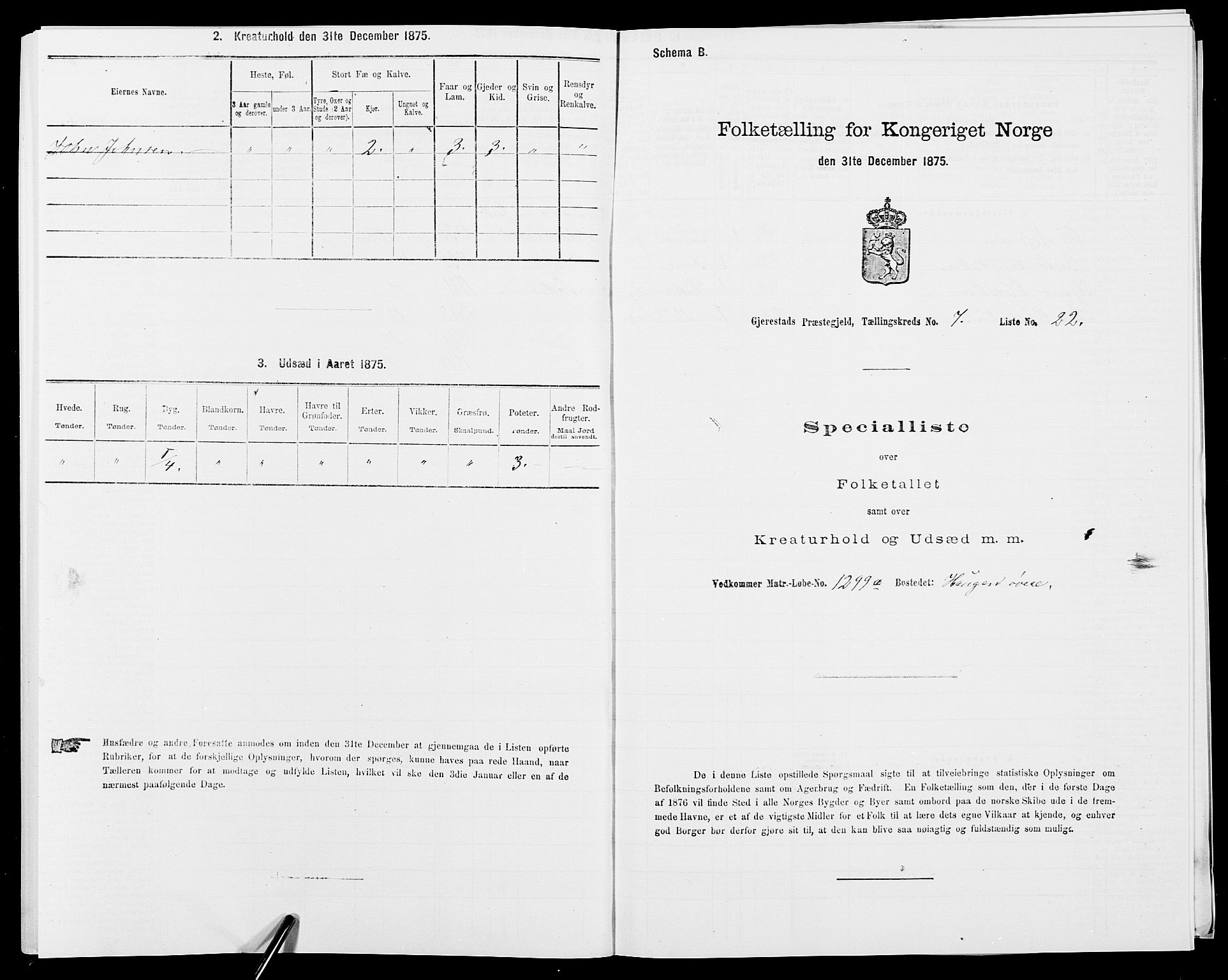 SAK, Folketelling 1875 for 0911P Gjerstad prestegjeld, 1875, s. 749