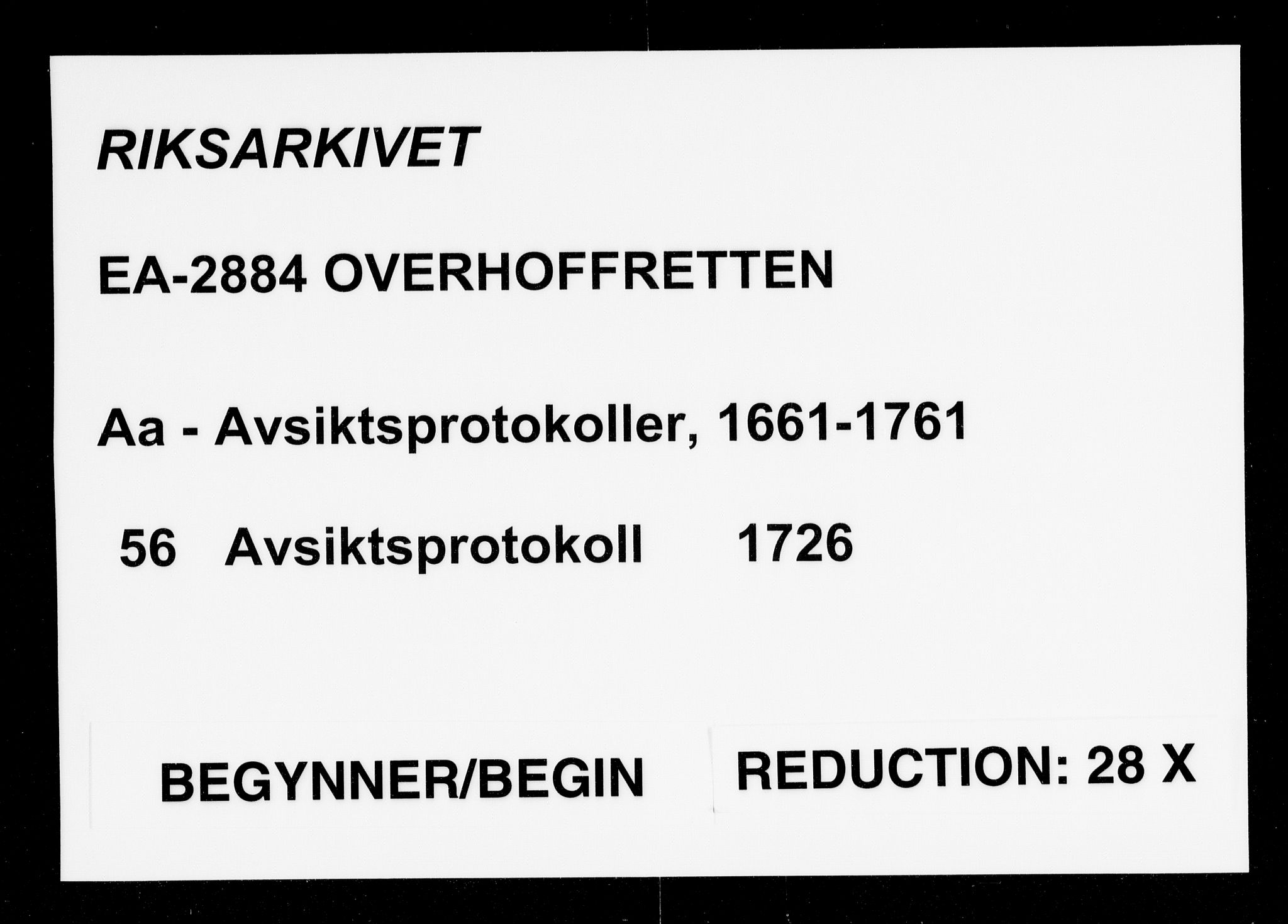 Overhoffretten 1667-1797, AV/RA-EA-2884/Aa/L0056: Avsiktsprotokoll, 1726