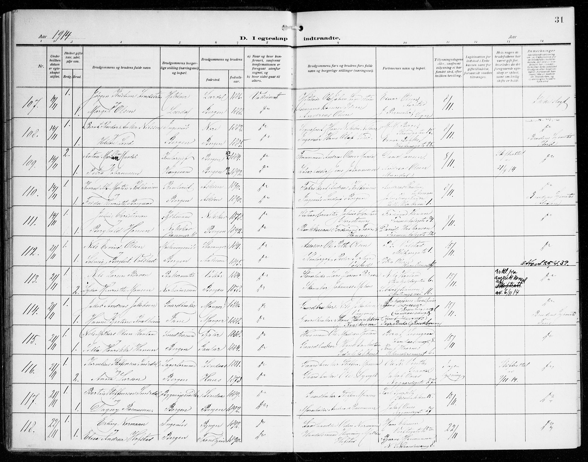 Johanneskirken sokneprestembete, AV/SAB-A-76001/H/Haa/L0013: Ministerialbok nr. D 2, 1912-1929, s. 31