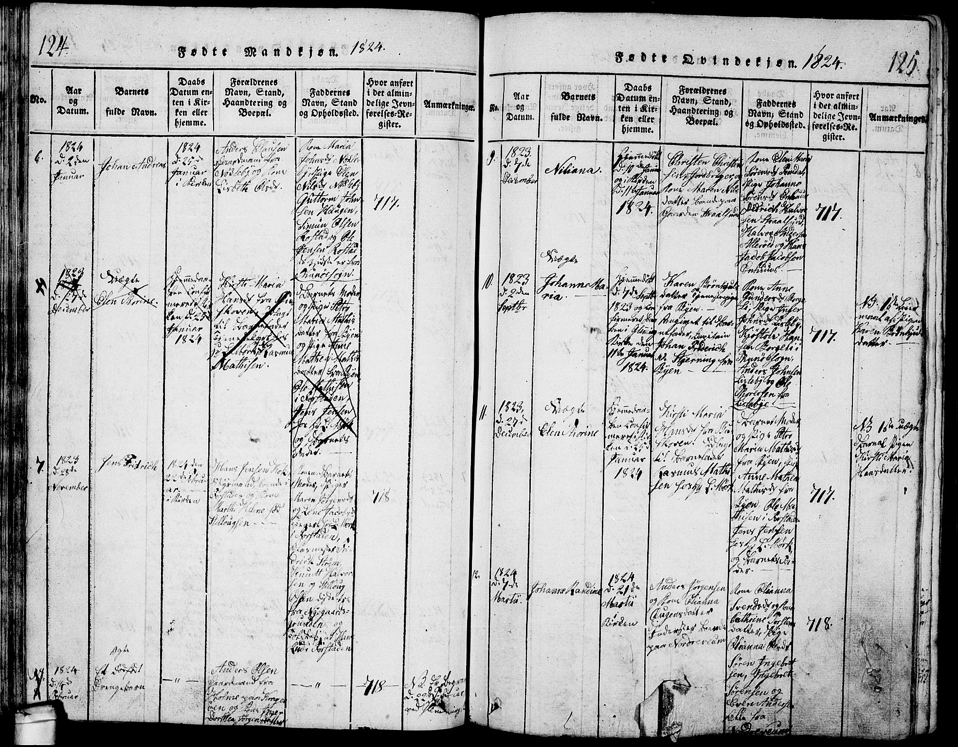Glemmen prestekontor Kirkebøker, AV/SAO-A-10908/G/Ga/L0001: Klokkerbok nr. 1, 1816-1838, s. 124-125