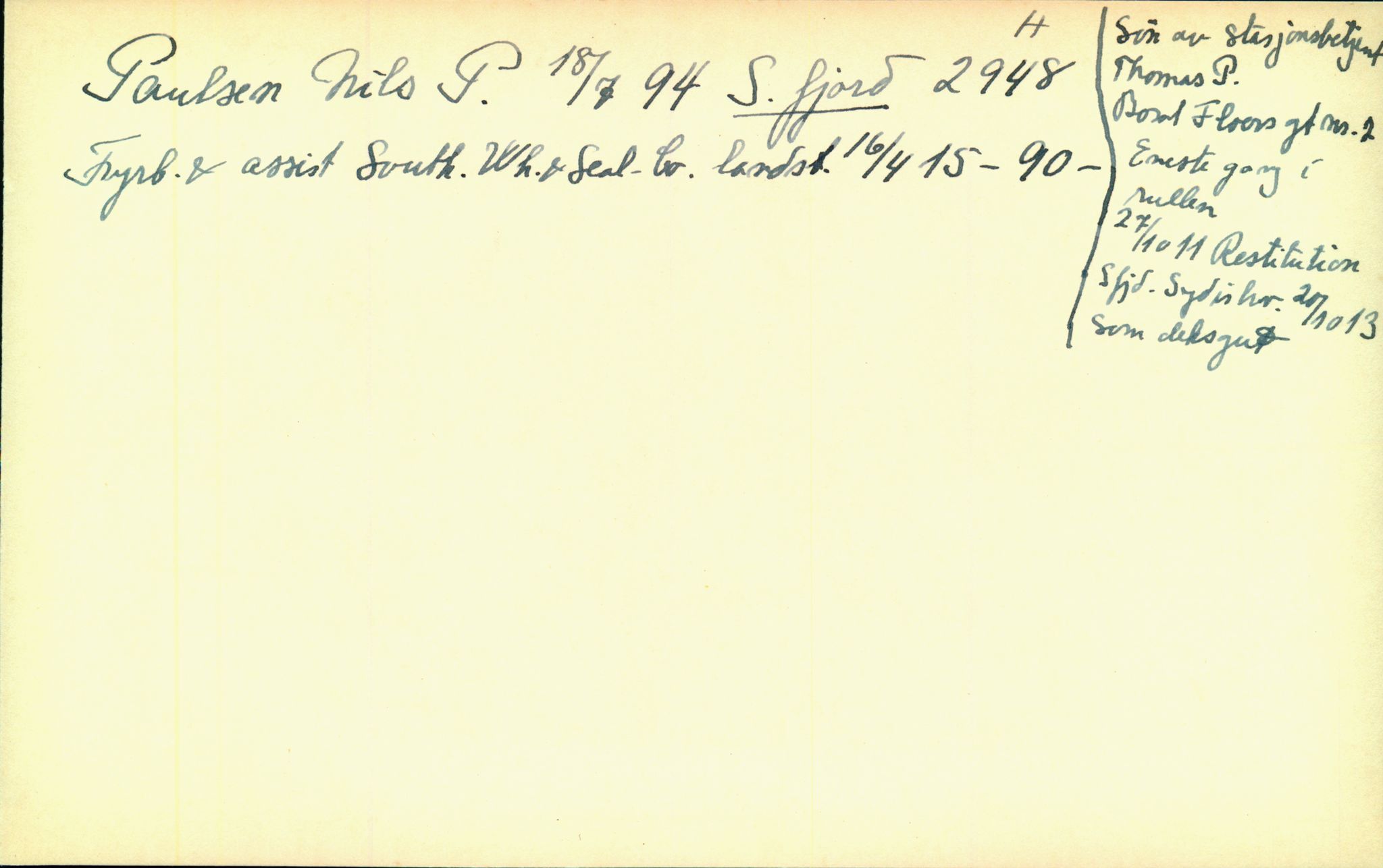 Hans Bogens samling, VEMU/ARS-A-1283/P/L0006: Mannskapskort, N - P, 1900-1930, s. 536