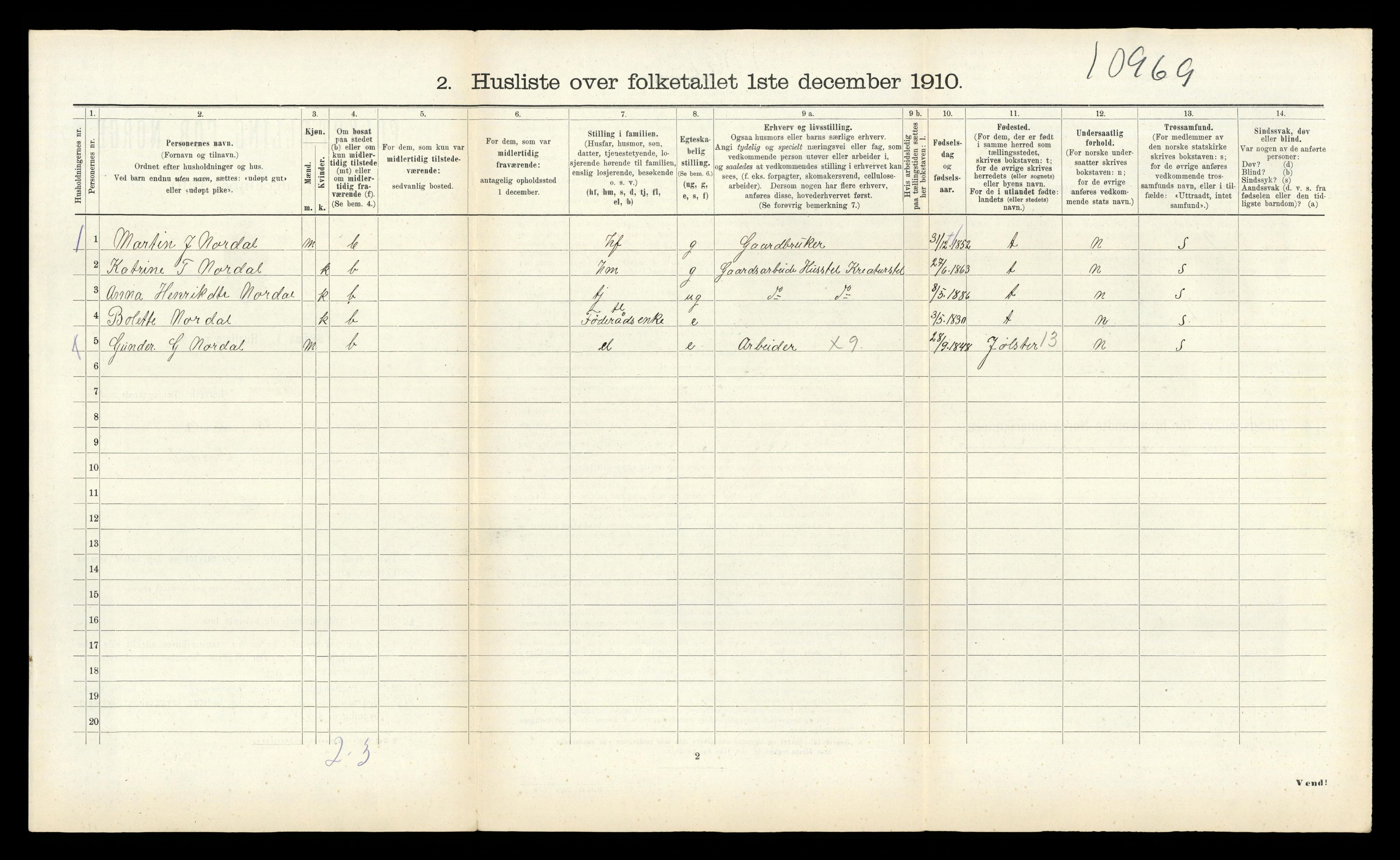 RA, Folketelling 1910 for 1437 Kinn herred, 1910, s. 897