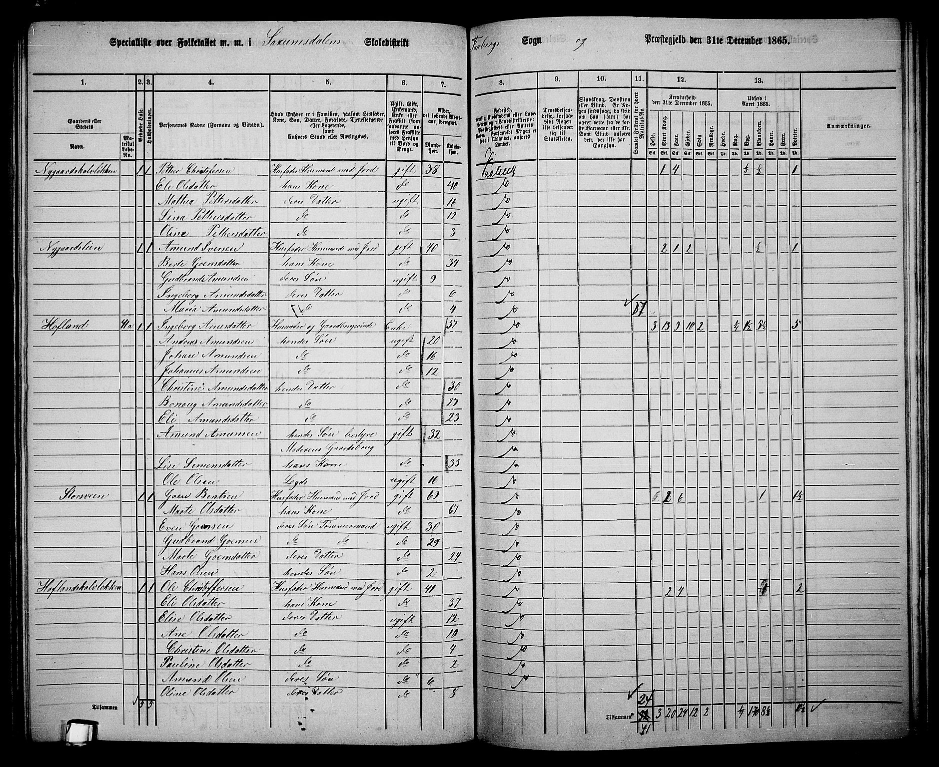 RA, Folketelling 1865 for 0524L Fåberg prestegjeld, Fåberg sokn og Lillehammer landsokn, 1865, s. 227