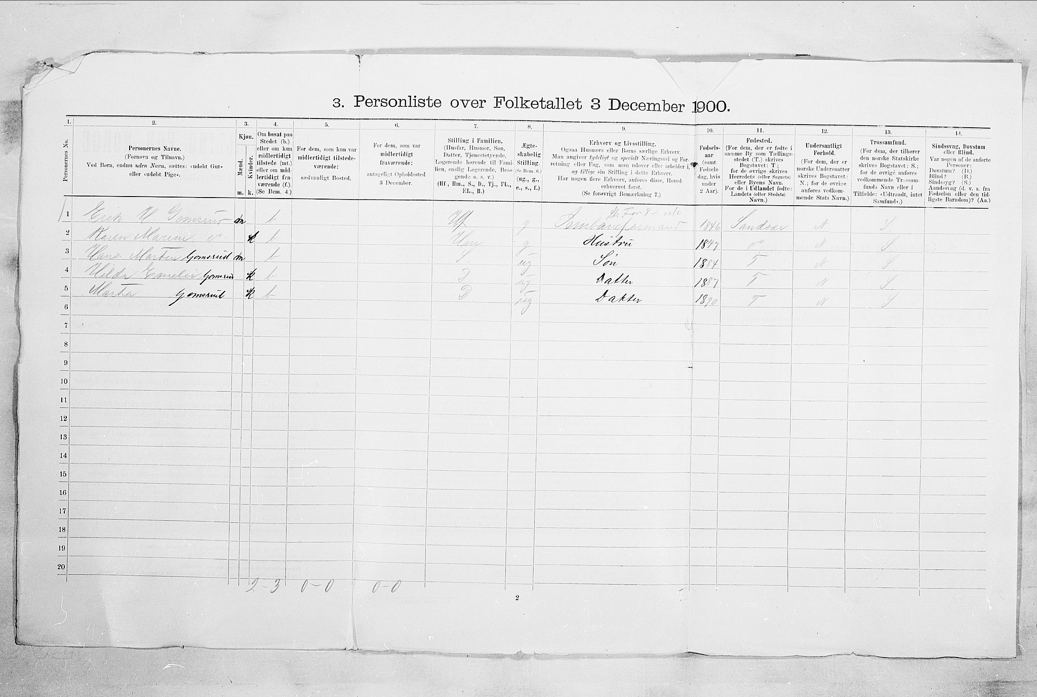 RA, Folketelling 1900 for 0604 Kongsberg kjøpstad, 1900, s. 4858