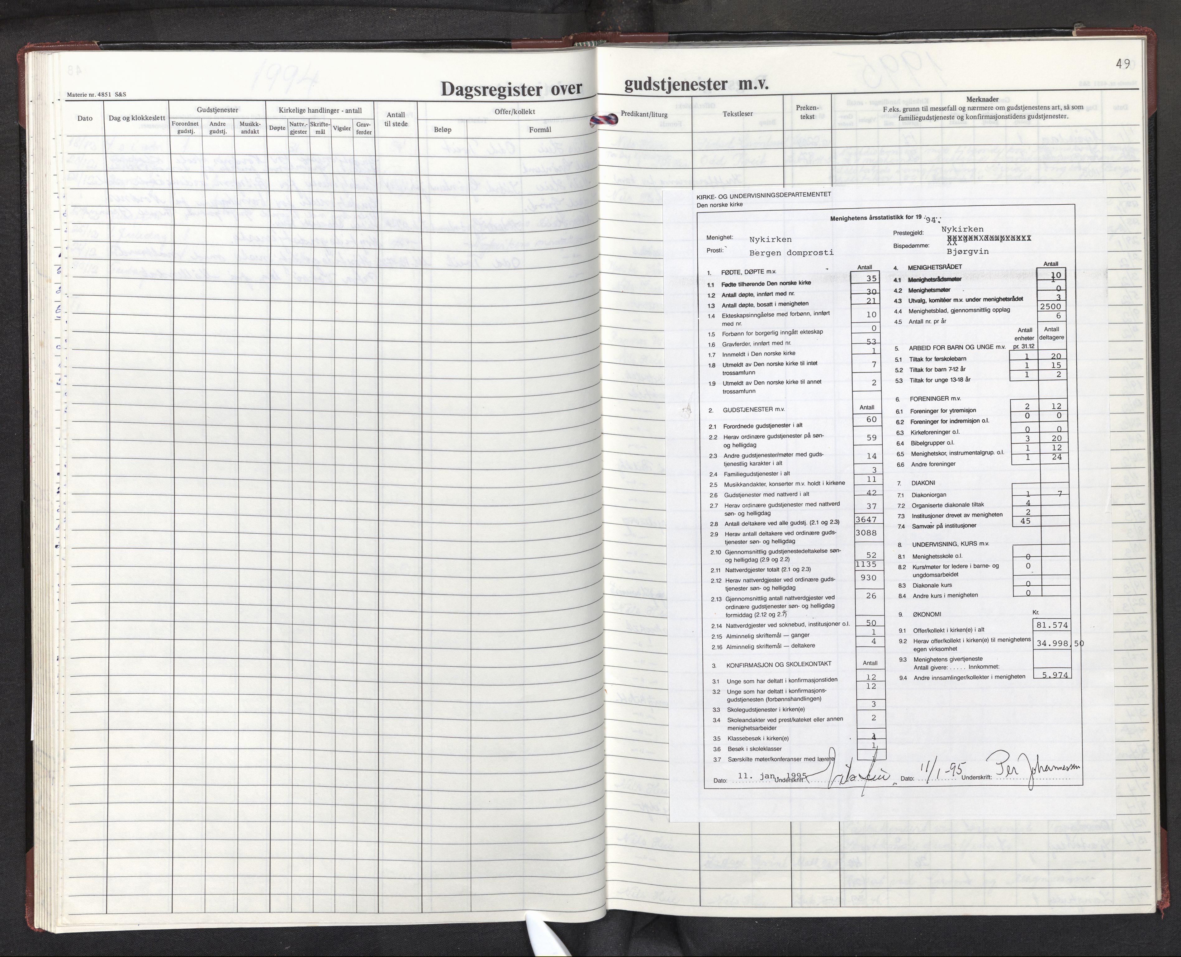 Nykirken Sokneprestembete, SAB/A-77101: Dagregister nr. A 1, 1985-2011, s. 48b-49a