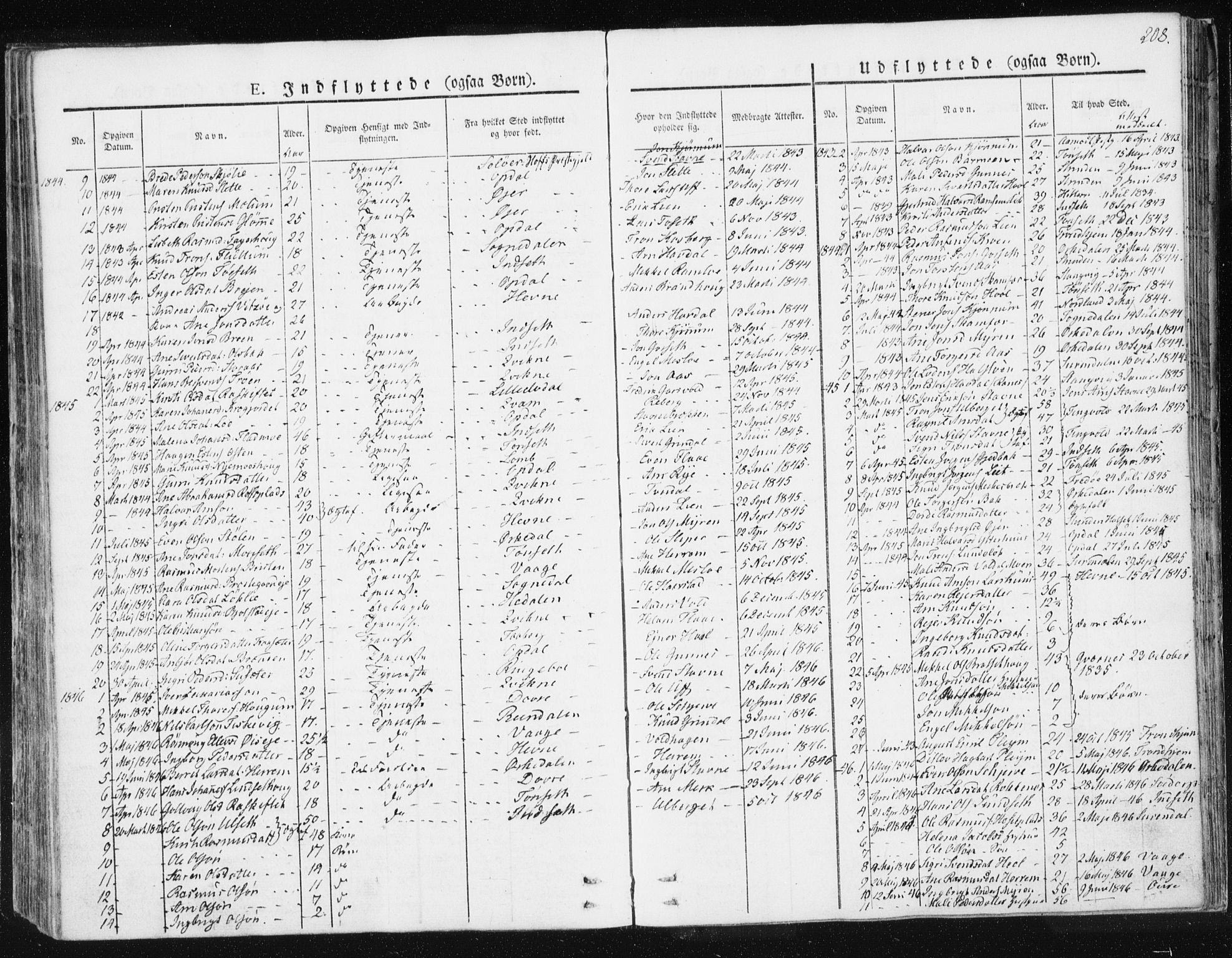 Ministerialprotokoller, klokkerbøker og fødselsregistre - Sør-Trøndelag, SAT/A-1456/674/L0869: Ministerialbok nr. 674A01, 1829-1860, s. 208