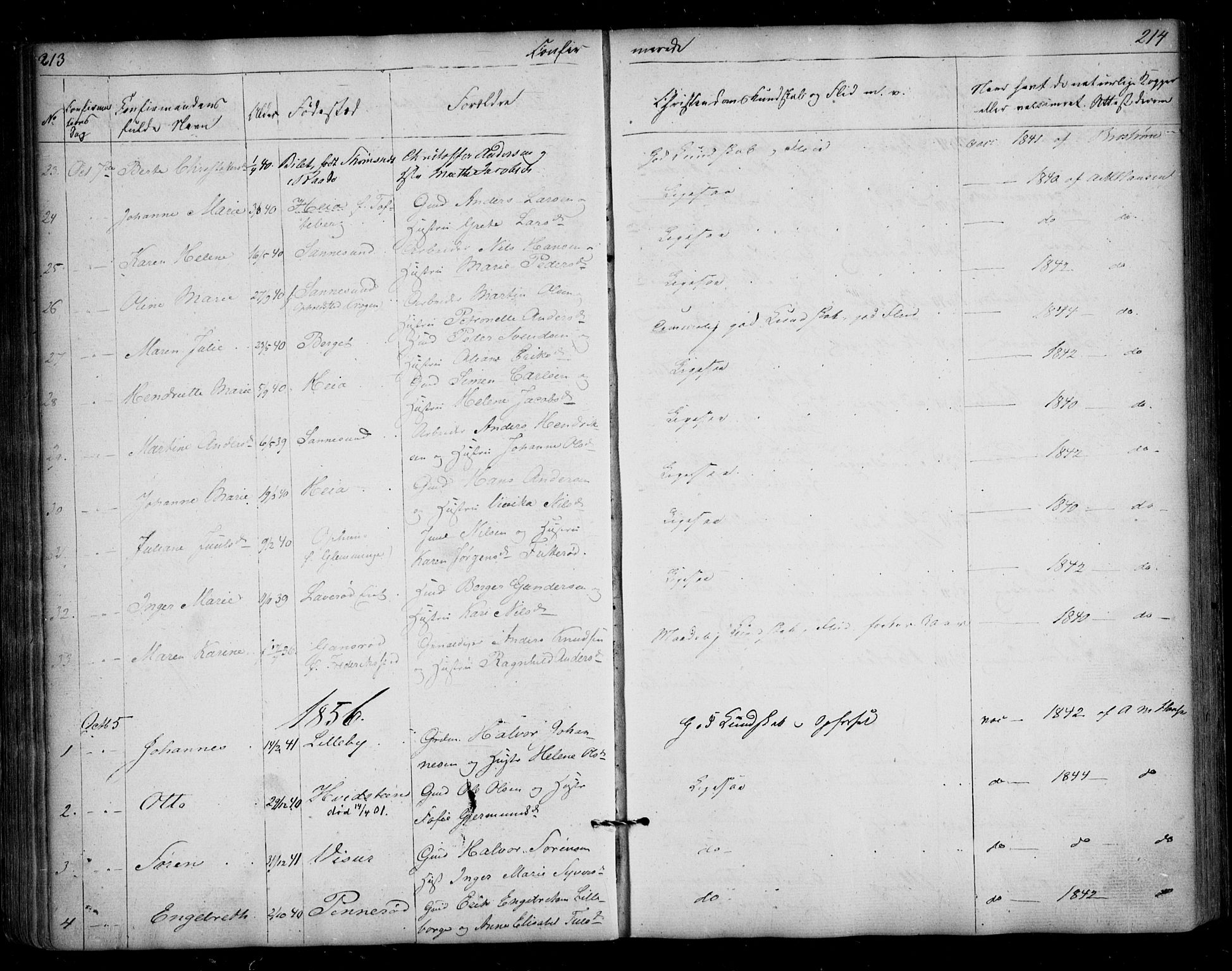 Borge prestekontor Kirkebøker, SAO/A-10903/F/Fa/L0005: Ministerialbok nr. I 5, 1848-1860, s. 213-214