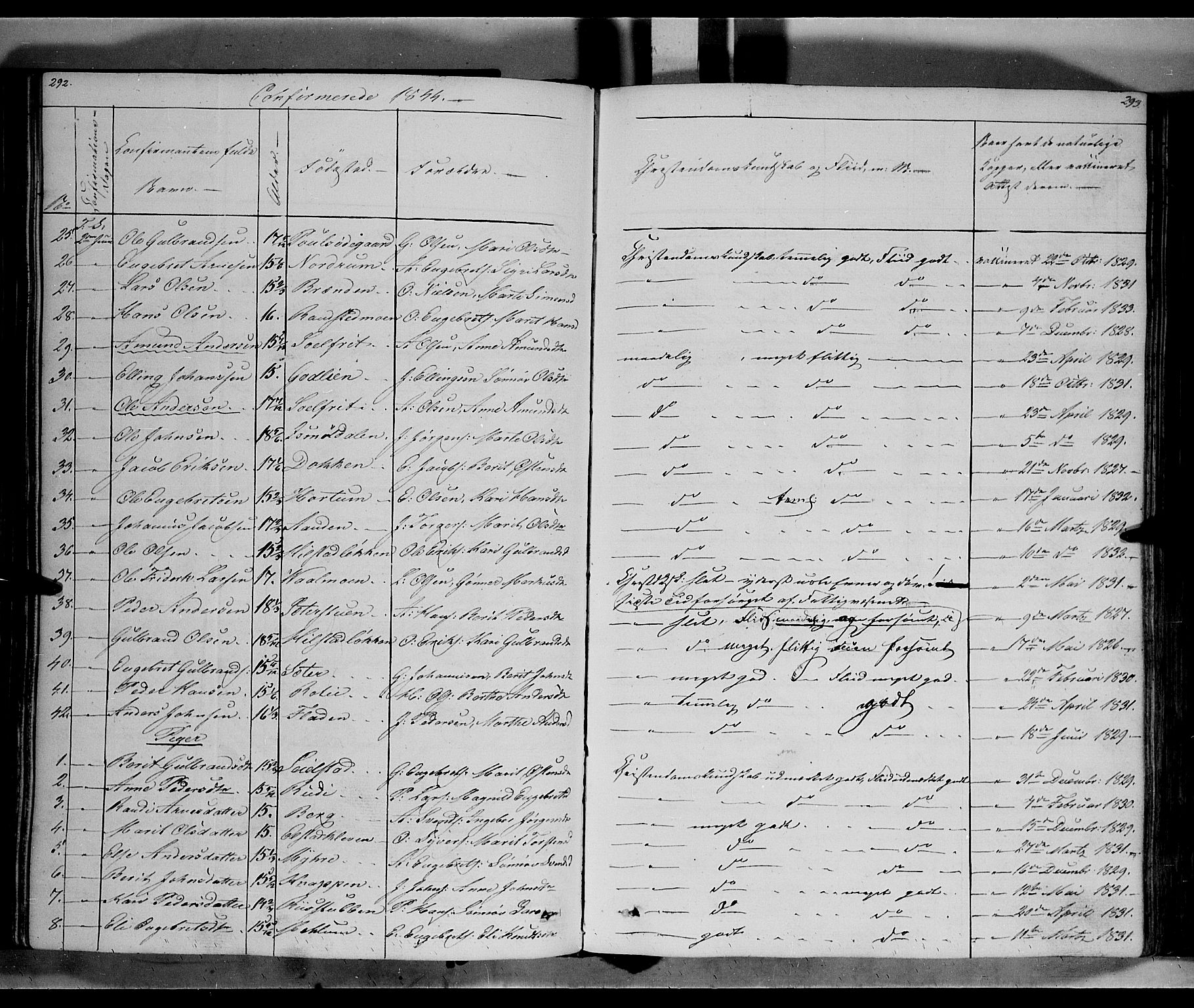 Ringebu prestekontor, AV/SAH-PREST-082/H/Ha/Haa/L0005: Ministerialbok nr. 5, 1839-1848, s. 292-293