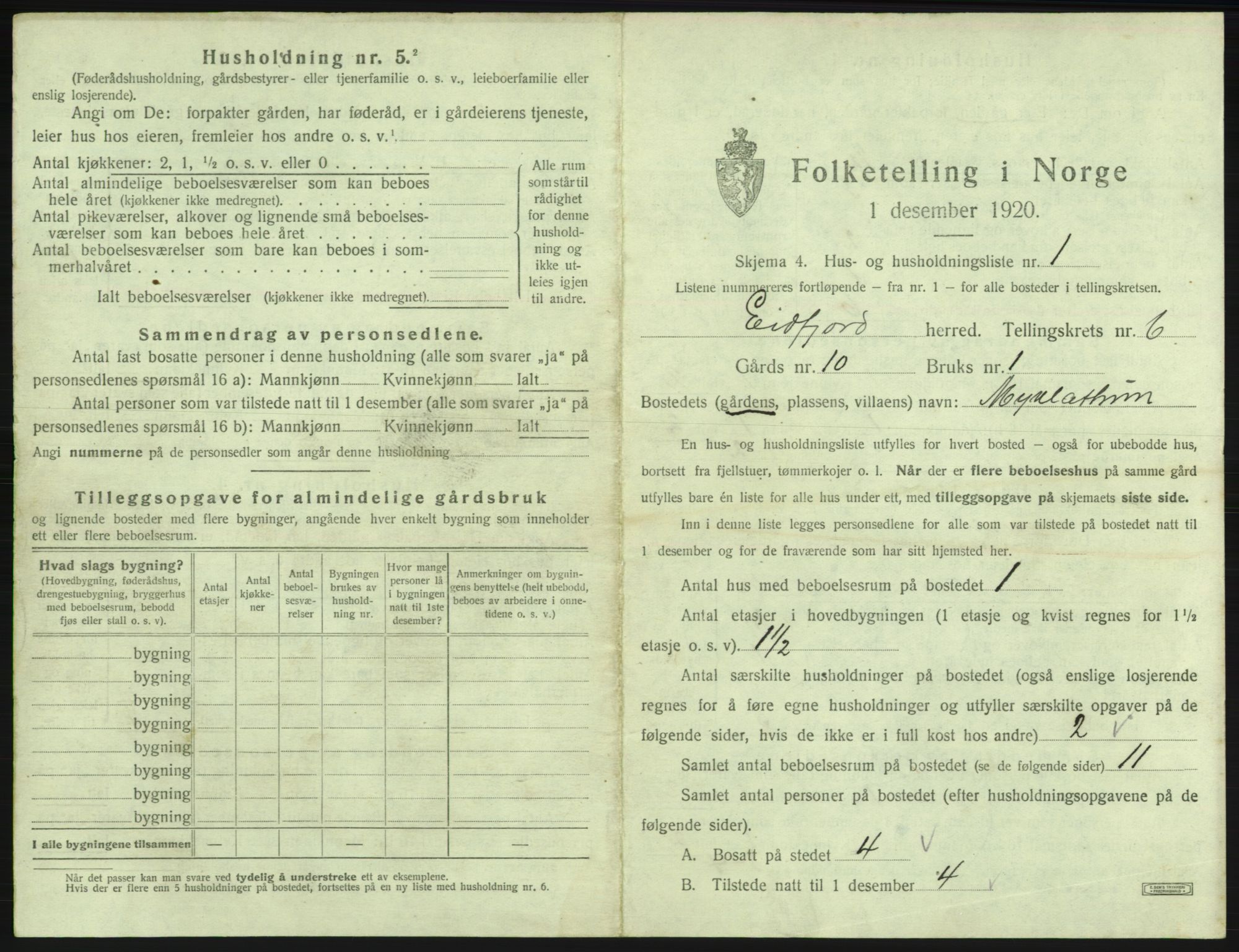 SAB, Folketelling 1920 for 1232 Eidfjord herred, 1920, s. 317