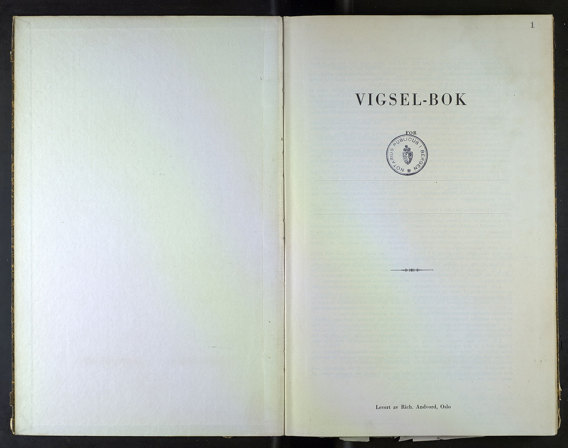 Byfogd og Byskriver i Bergen, AV/SAB-A-3401/10/10F/L0032: Vielsesprotokoller, 1944, s. 1