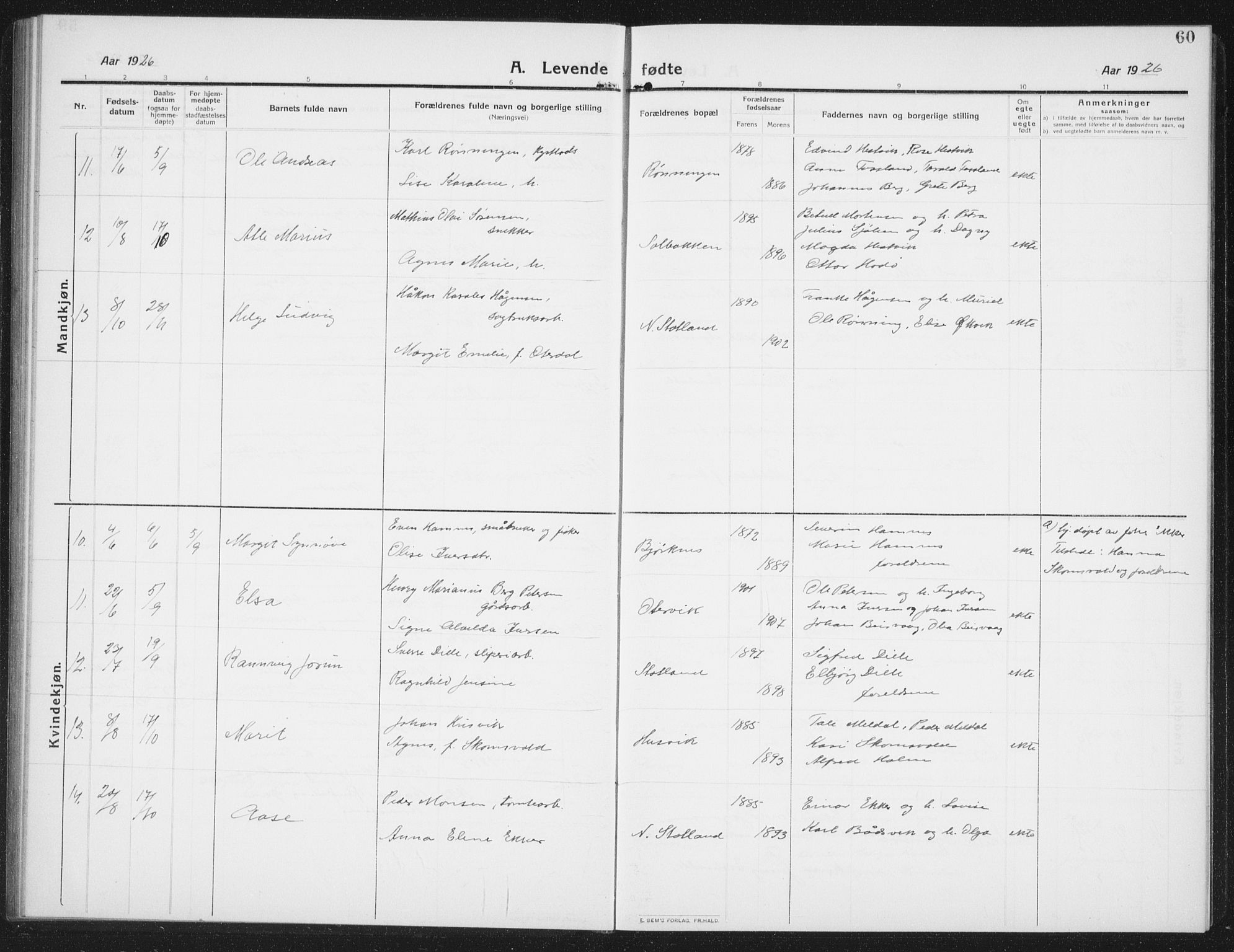 Ministerialprotokoller, klokkerbøker og fødselsregistre - Nord-Trøndelag, SAT/A-1458/774/L0630: Klokkerbok nr. 774C01, 1910-1934, s. 60