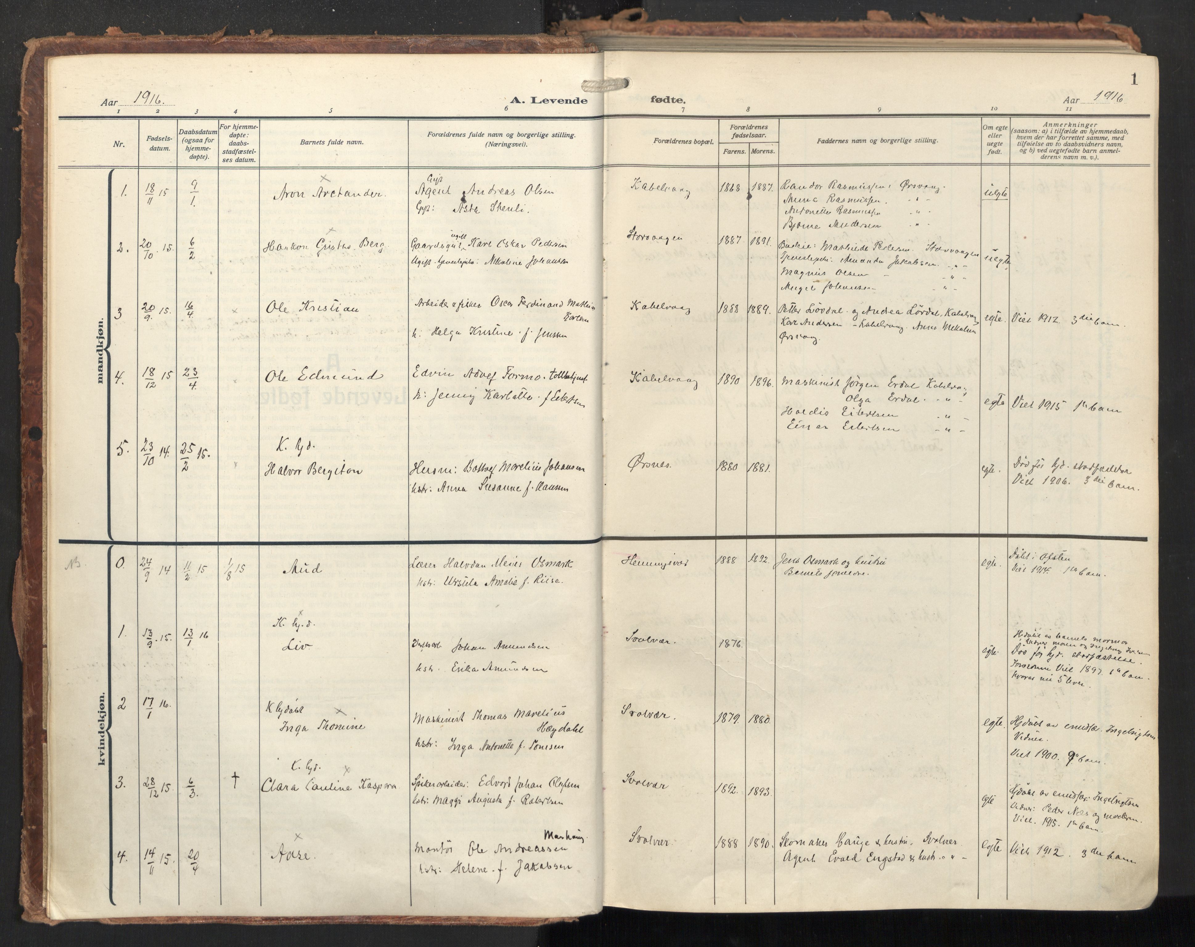 Ministerialprotokoller, klokkerbøker og fødselsregistre - Nordland, AV/SAT-A-1459/874/L1064: Ministerialbok nr. 874A08, 1915-1926, s. 1