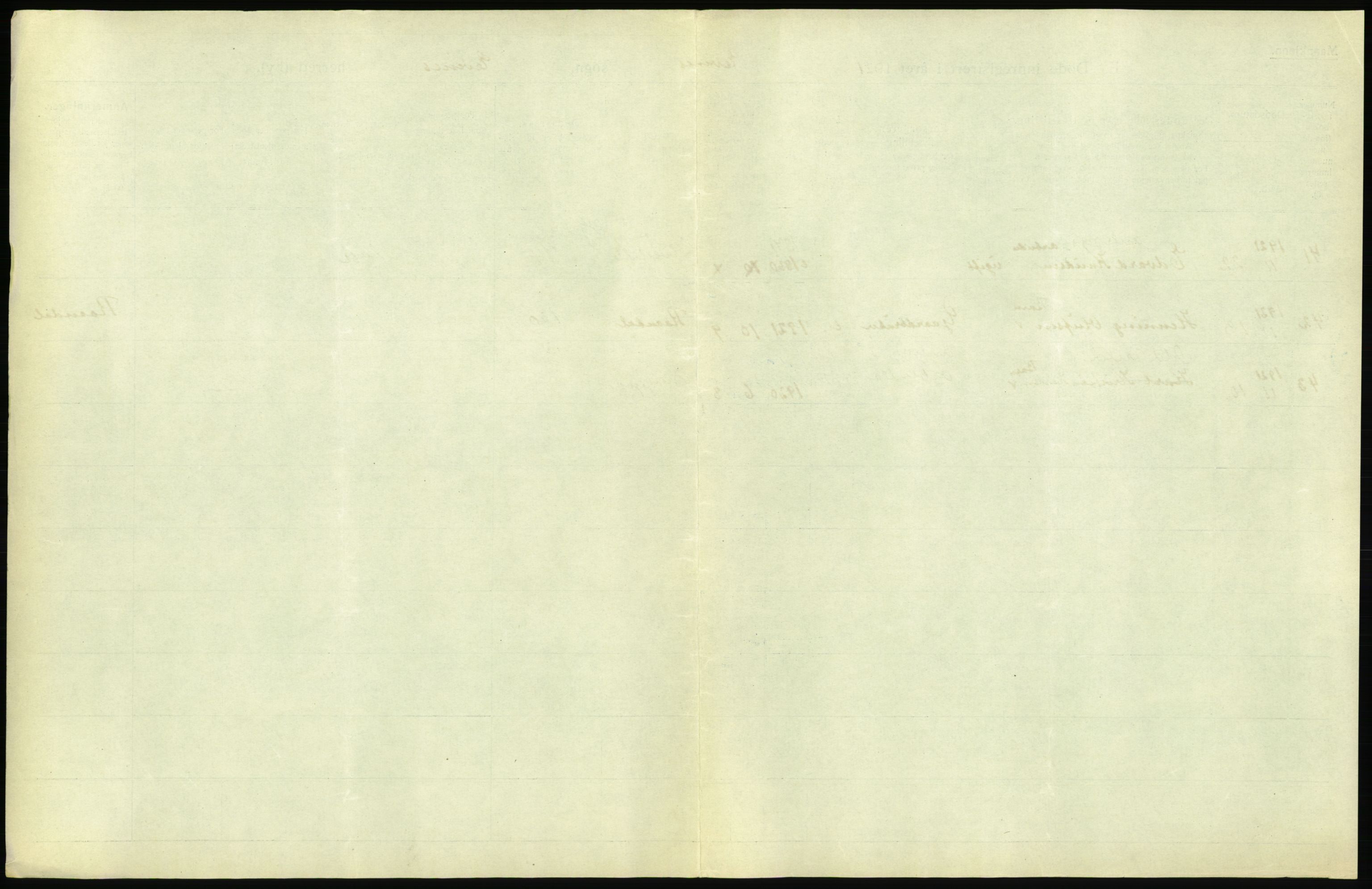 Statistisk sentralbyrå, Sosiodemografiske emner, Befolkning, AV/RA-S-2228/D/Df/Dfc/Dfca/L0051: Nordland fylke: Døde. Bygder og byer., 1921