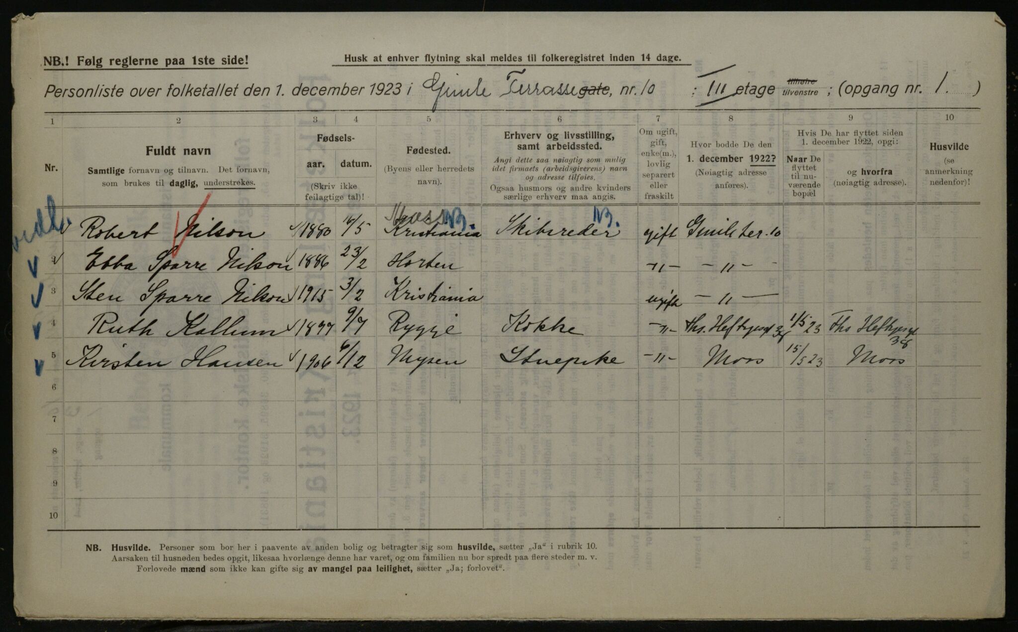 OBA, Kommunal folketelling 1.12.1923 for Kristiania, 1923, s. 33023