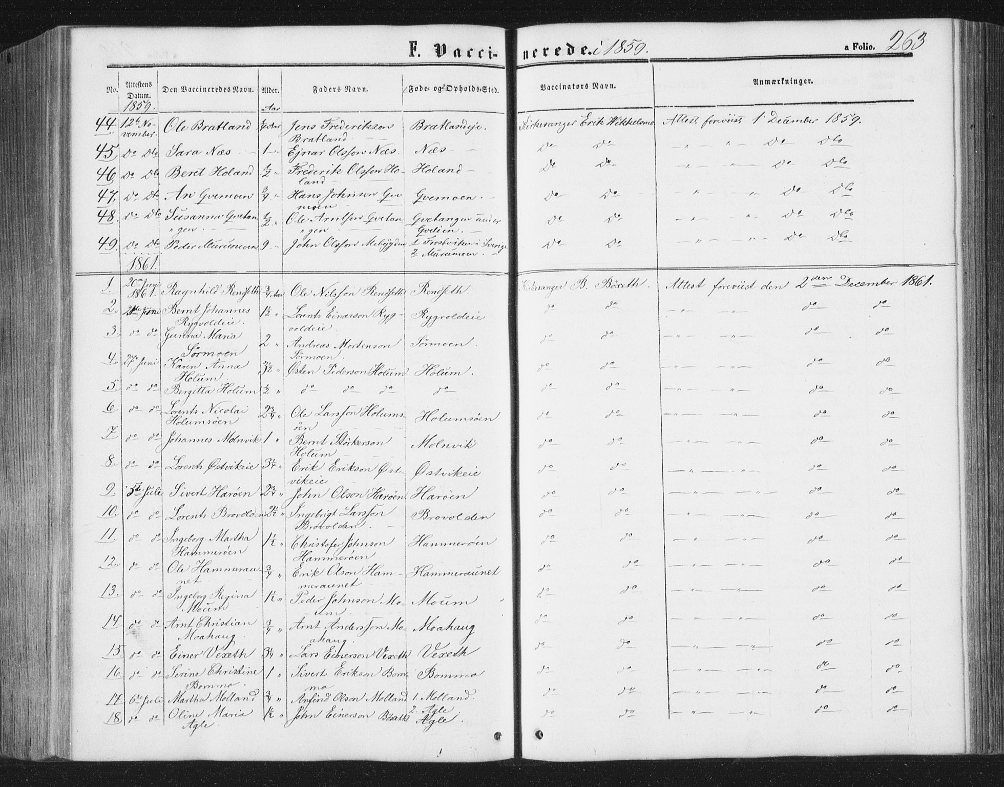Ministerialprotokoller, klokkerbøker og fødselsregistre - Nord-Trøndelag, SAT/A-1458/749/L0472: Ministerialbok nr. 749A06, 1857-1873, s. 263