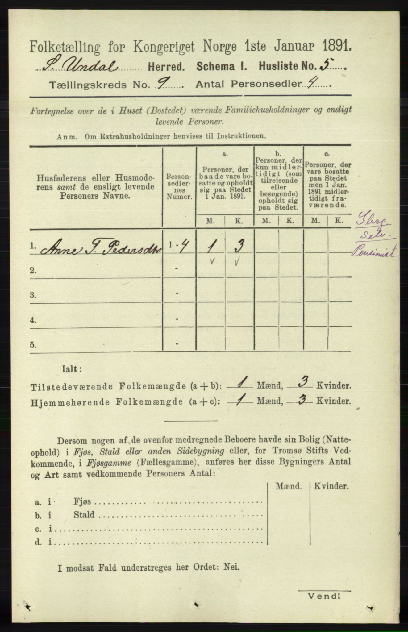 RA, Folketelling 1891 for 1029 Sør-Audnedal herred, 1891, s. 3841