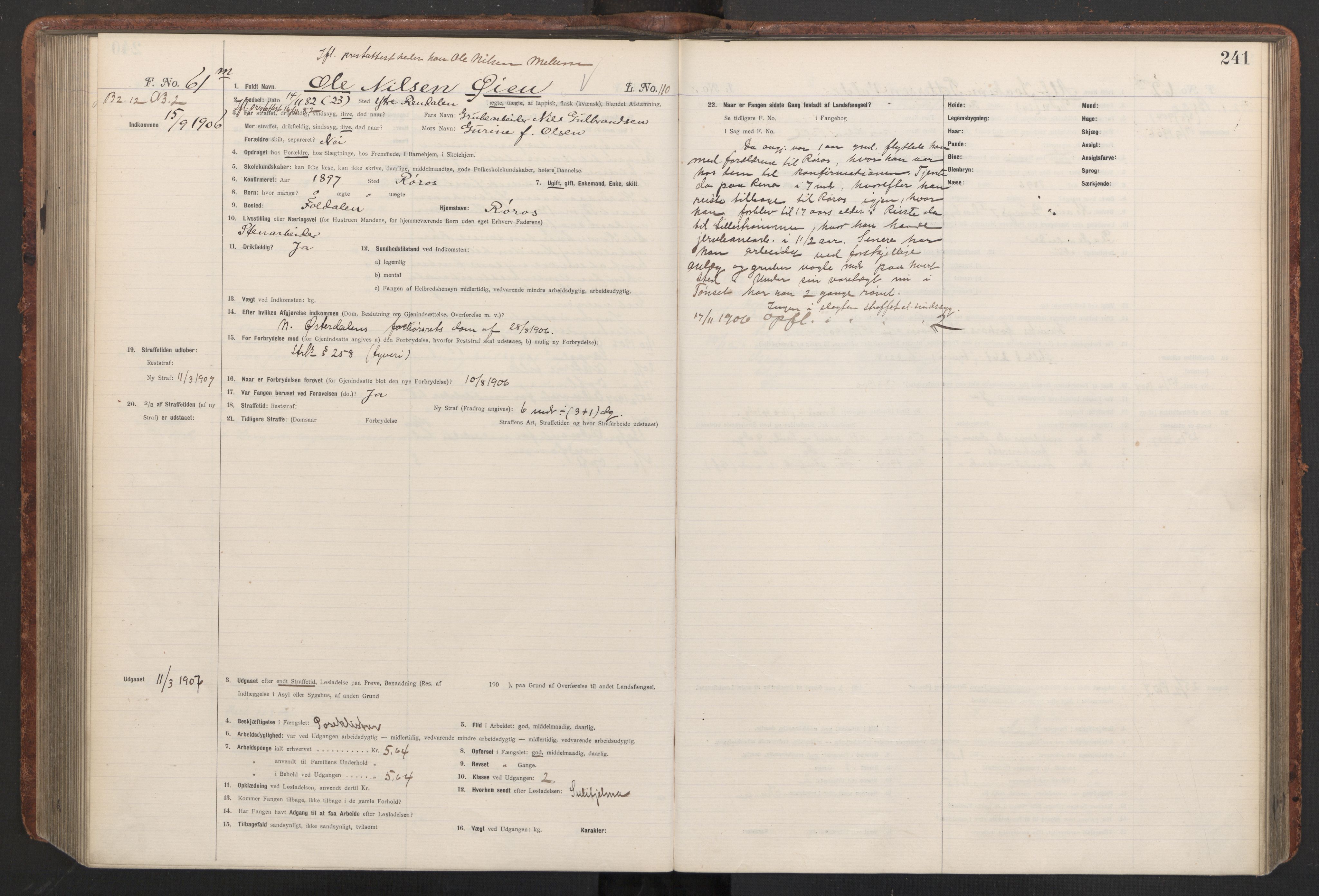 Botsfengslet, AV/RA-S-1539/D/Db/Dbb/L0040: 821l - 171m, 1905-1907, s. 241