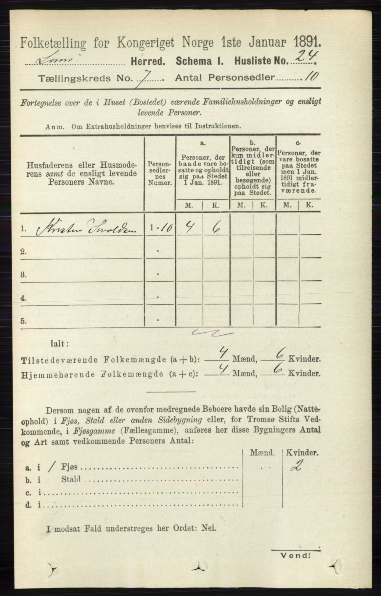 RA, Folketelling 1891 for 0514 Lom herred, 1891, s. 2783