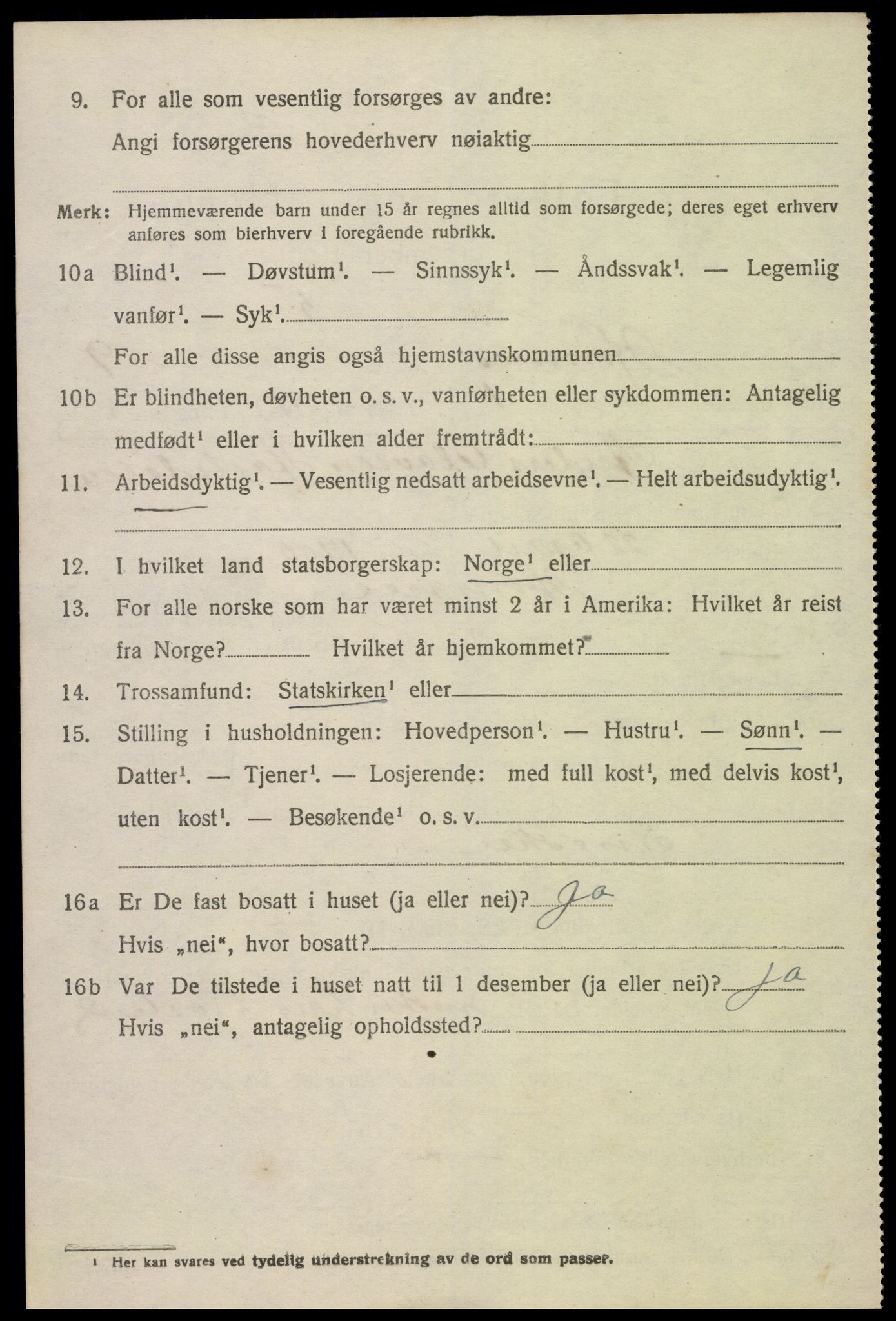 SAK, Folketelling 1920 for 0936 Hornnes herred, 1920, s. 2200