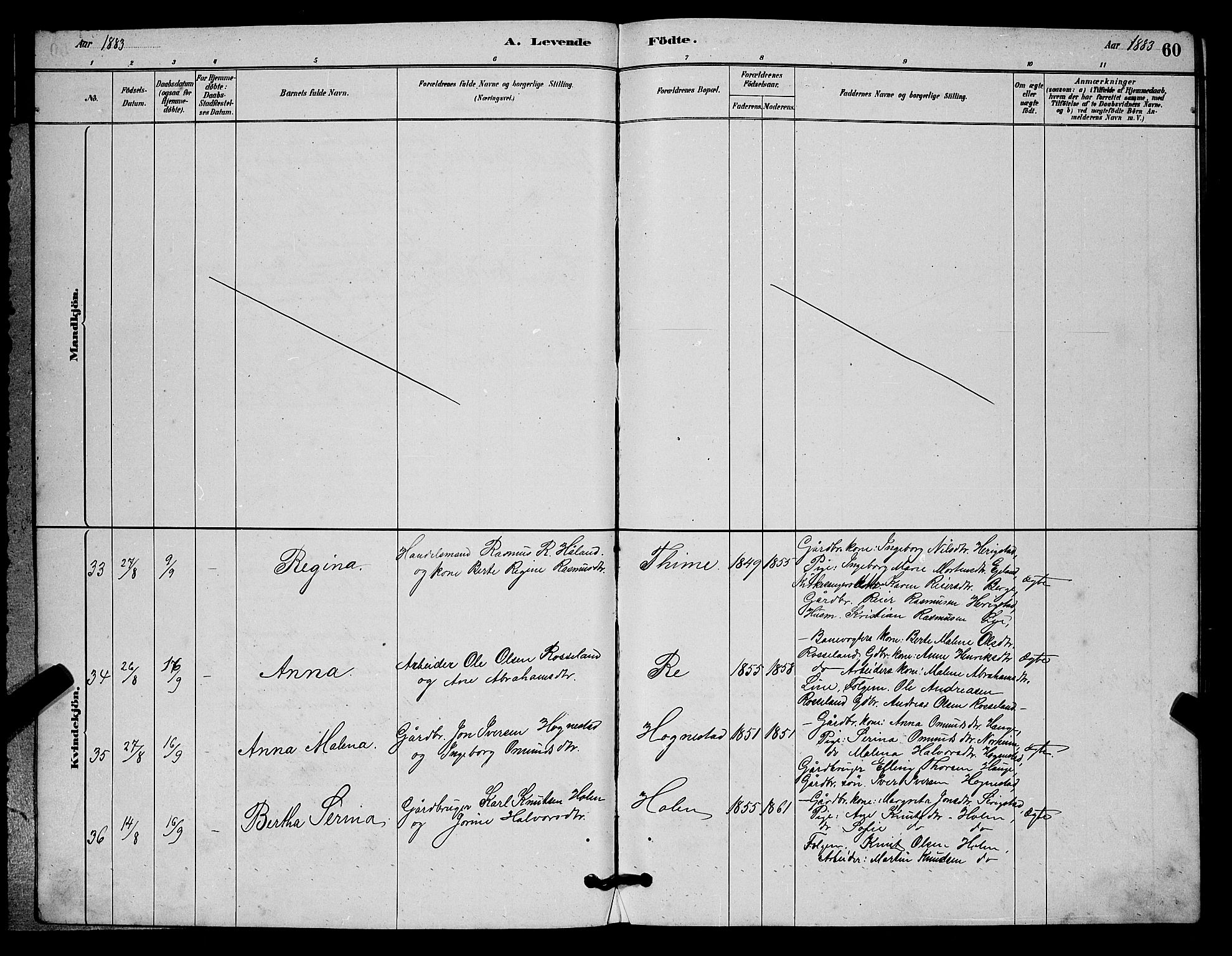 Lye sokneprestkontor, AV/SAST-A-101794/001/30BB/L0006: Klokkerbok nr. B 6, 1879-1888, s. 60