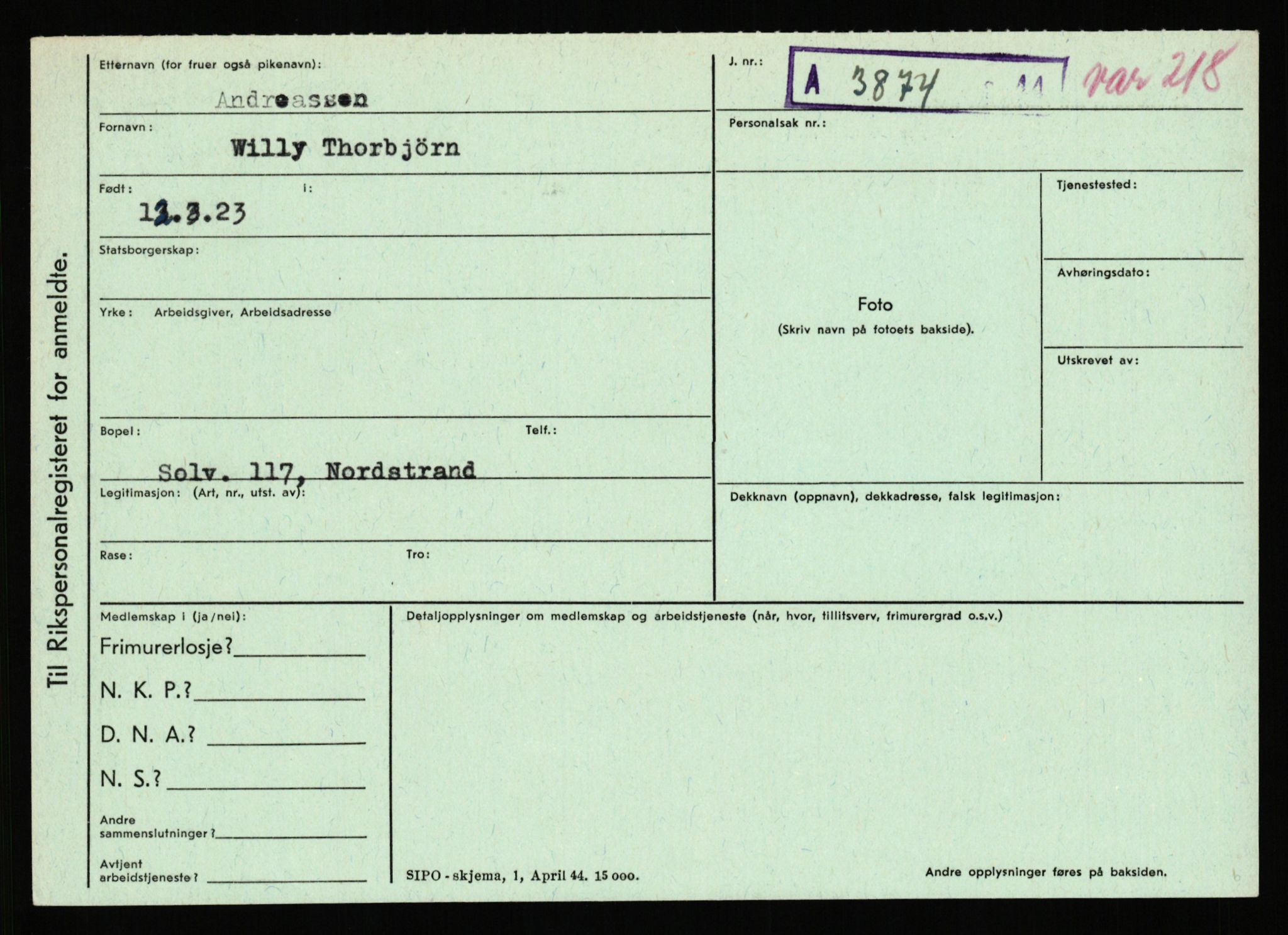 Statspolitiet - Hovedkontoret / Osloavdelingen, AV/RA-S-1329/C/Ca/L0001: Aabakken - Armann, 1943-1945, s. 3973