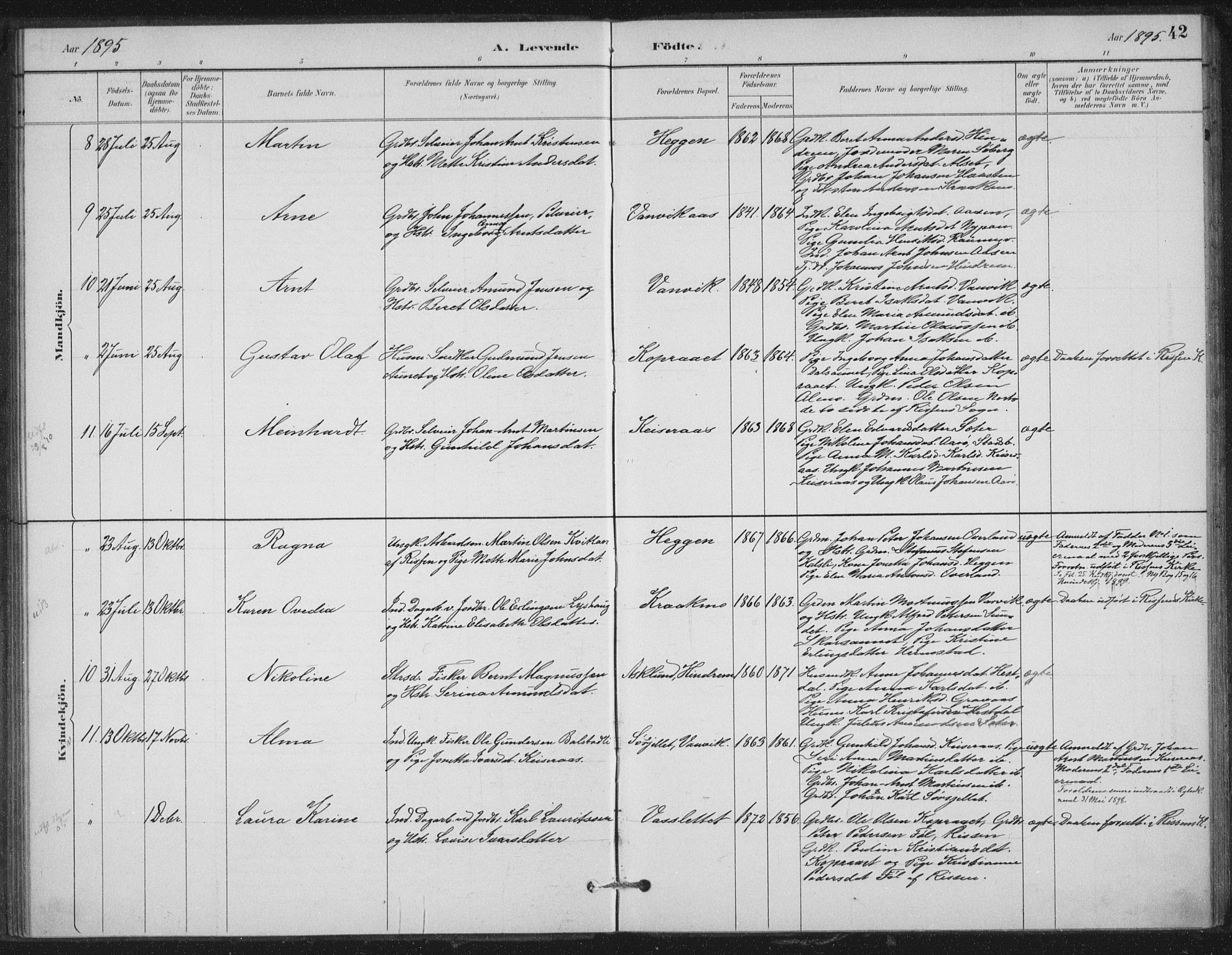 Ministerialprotokoller, klokkerbøker og fødselsregistre - Nord-Trøndelag, SAT/A-1458/702/L0023: Ministerialbok nr. 702A01, 1883-1897, s. 42