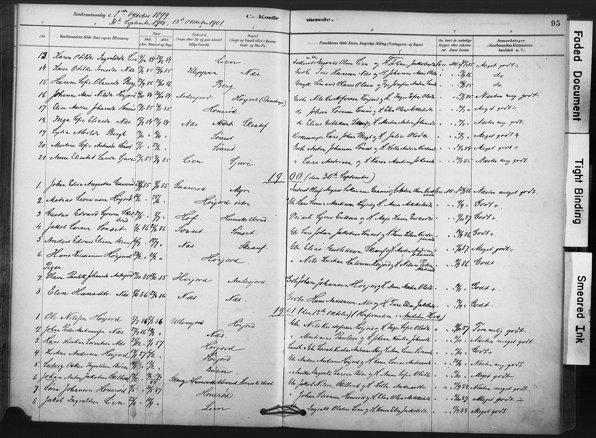 Andebu kirkebøker, AV/SAKO-A-336/F/Fb/L0001: Ministerialbok nr. II 1, 1878-1909, s. 95