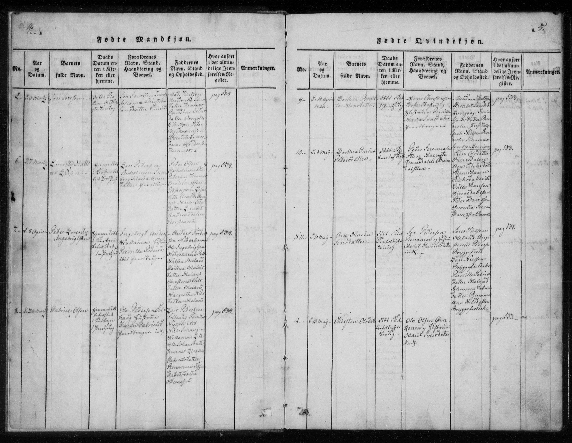 Ministerialprotokoller, klokkerbøker og fødselsregistre - Nordland, AV/SAT-A-1459/825/L0353: Ministerialbok nr. 825A07, 1820-1826, s. 4-5