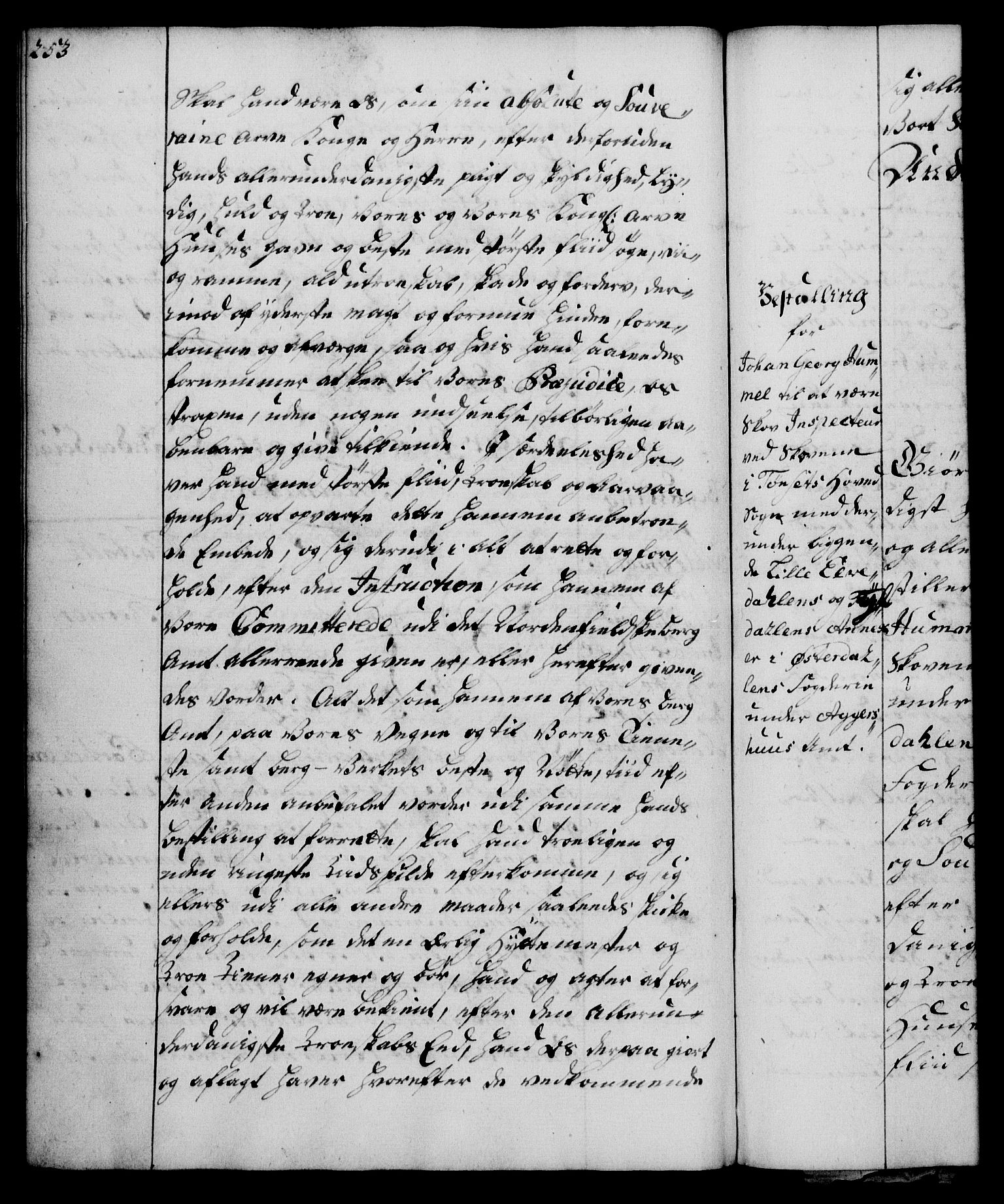 Rentekammeret, Kammerkanselliet, RA/EA-3111/G/Gg/Gge/L0003: Norsk bestallingsprotokoll med register (merket RK 53.27), 1745-1761, s. 253