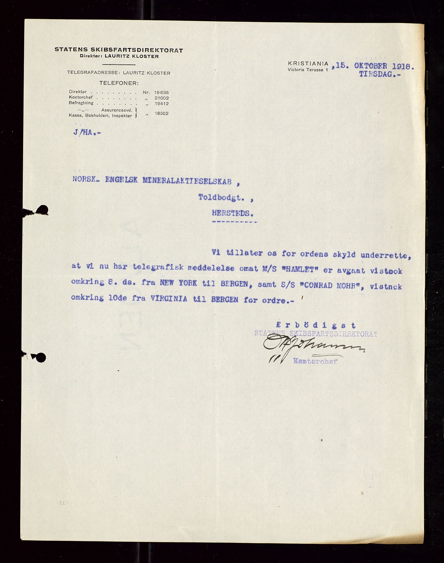 Pa 1521 - A/S Norske Shell, AV/SAST-A-101915/E/Ea/Eaa/L0006: Sjefskorrespondanse, 1918, s. 626